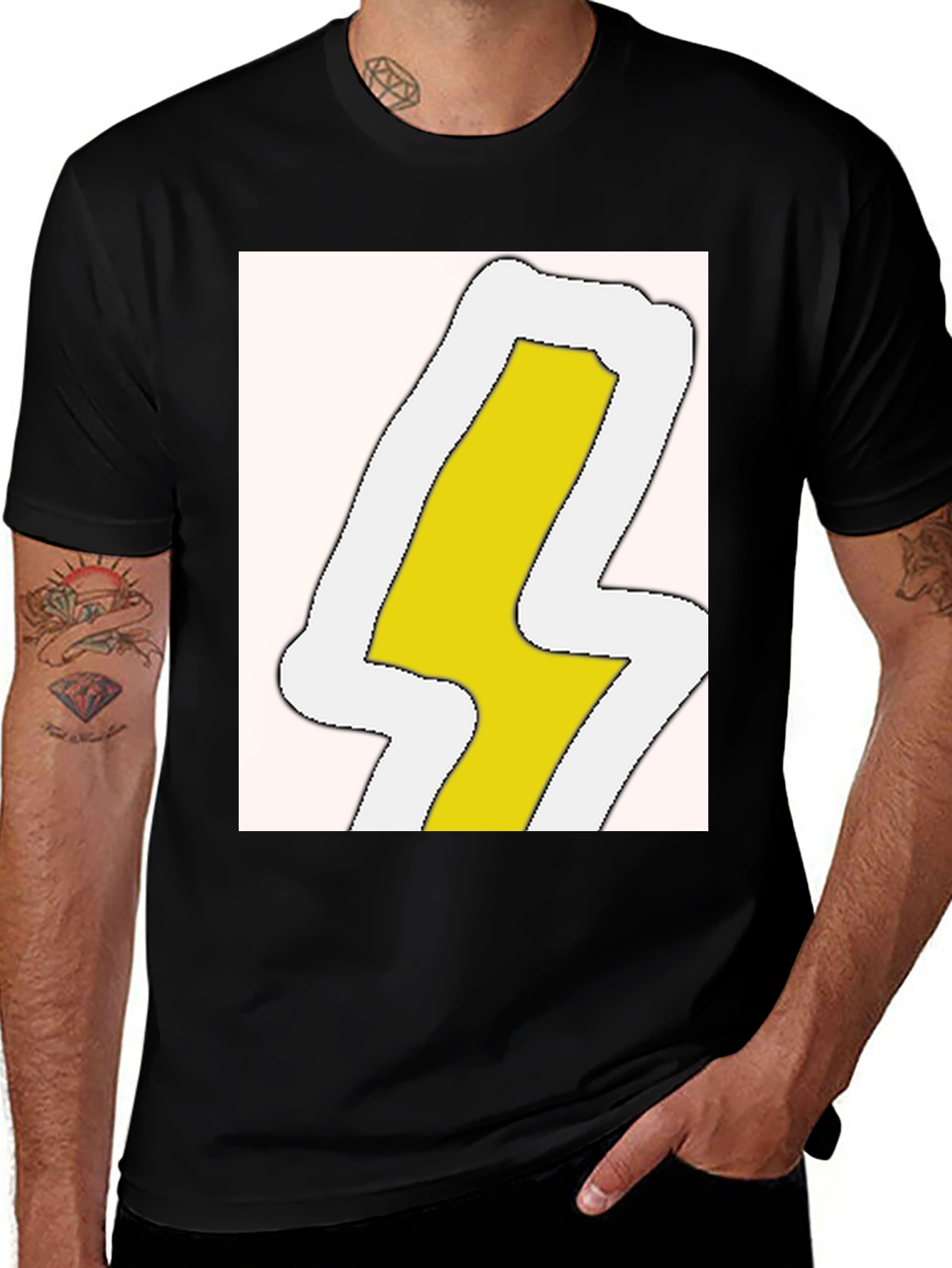 Variant 26 of Lightning Bolt Graphic Tee - Black Cotton Blend