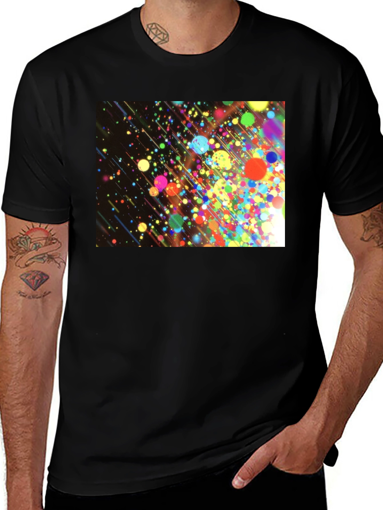 Variant 30 of Abstract Colorful Graphic Print Black T-Shirt