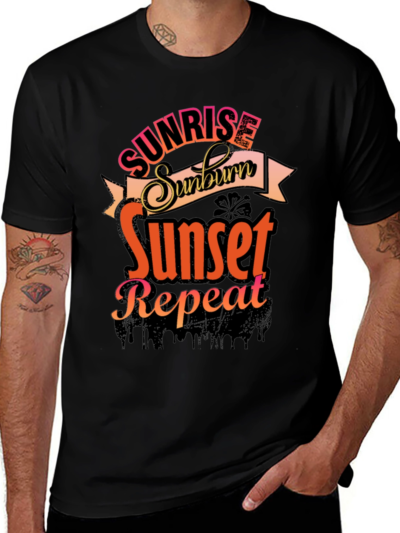 Variant 4 of Sunrise Sunburn Sunset Repeat Graphic Tee