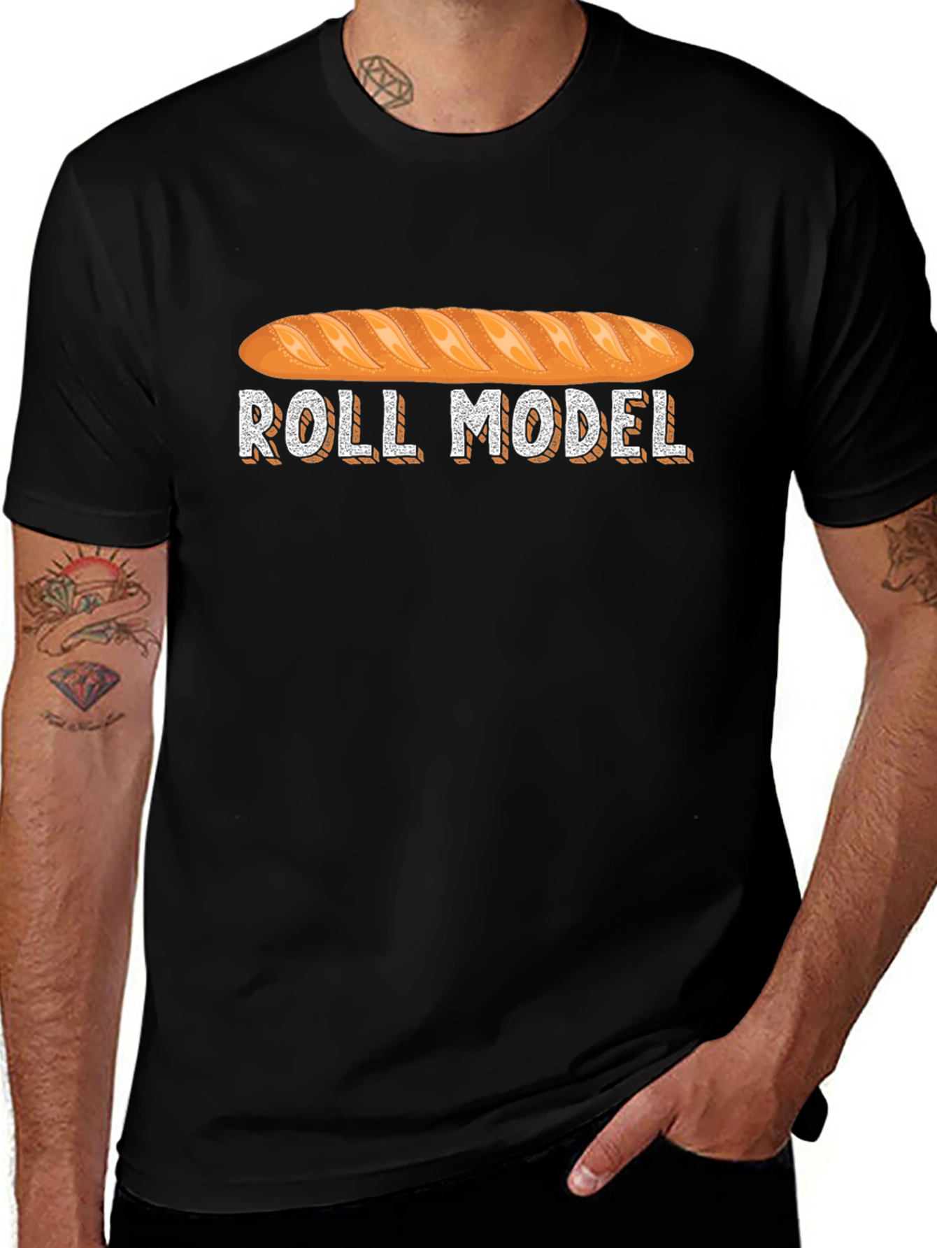 Variant 26 of Roll Model T-Shirt - Funny Bread Pun Tee