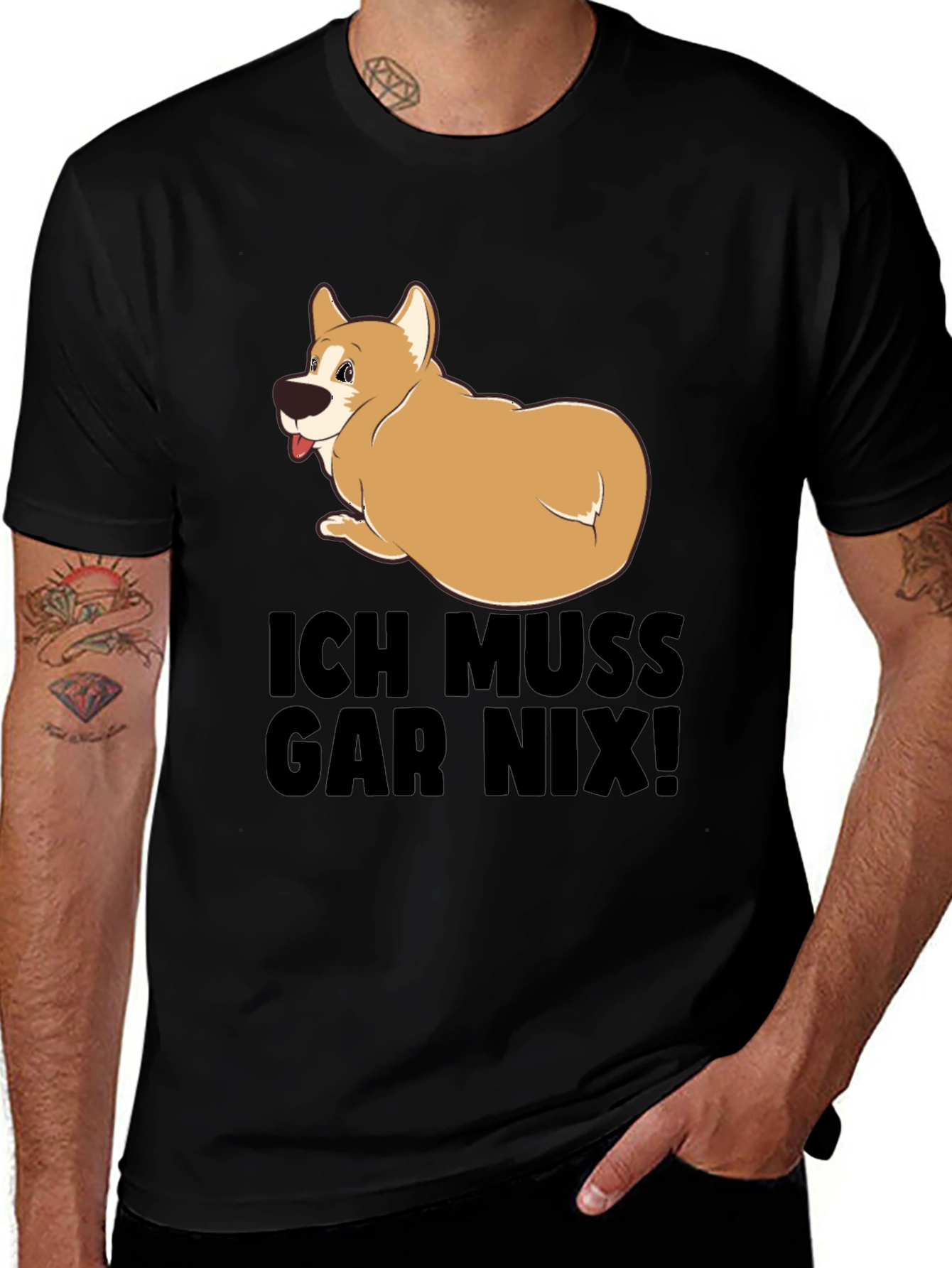 Variant 7 of Ich Muss Gar Nix! Relaxed Dog Graphic Tee