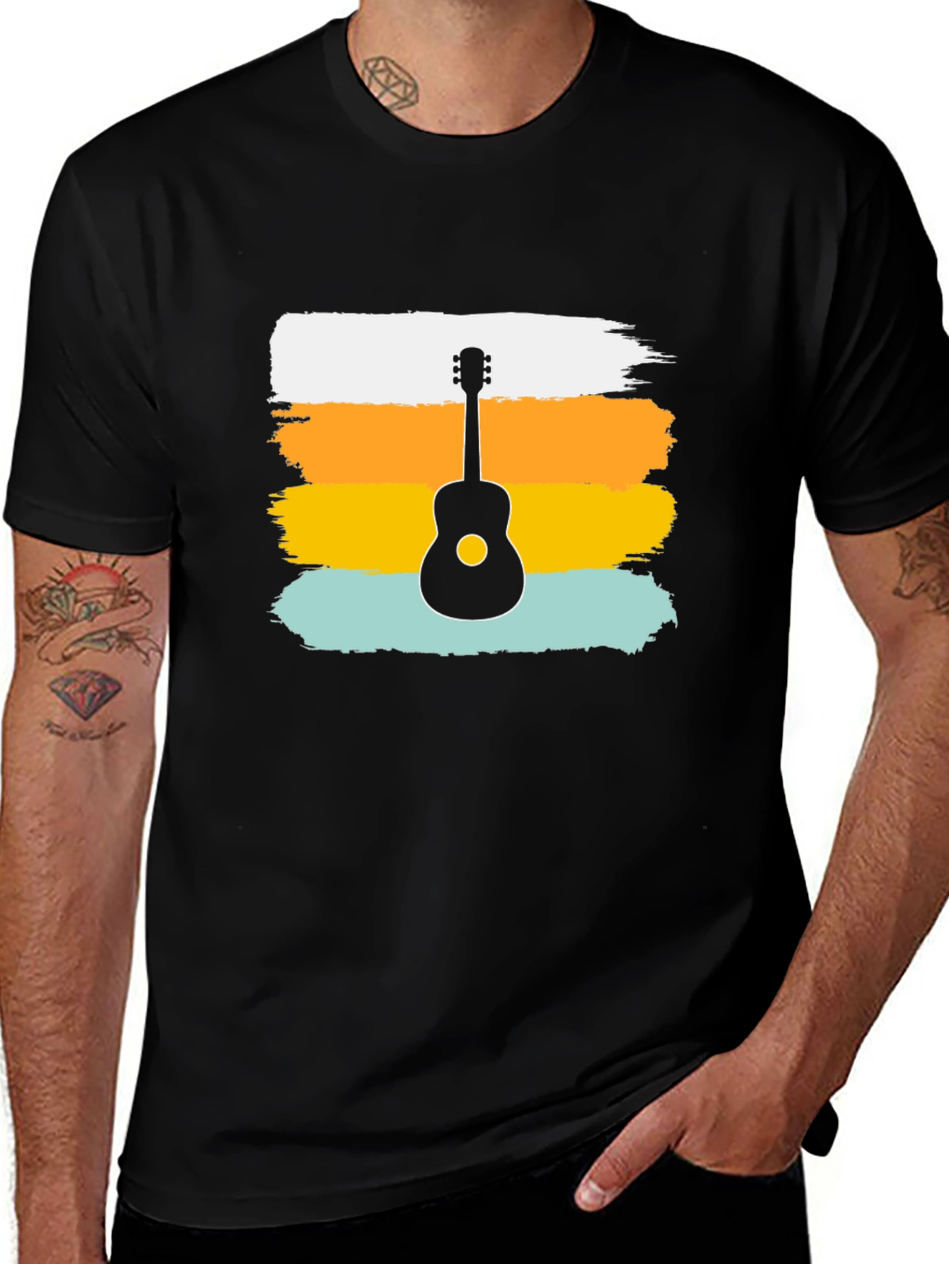 Variant 2 of Retro Guitar Silhouette Tee - Cool Graphic Design