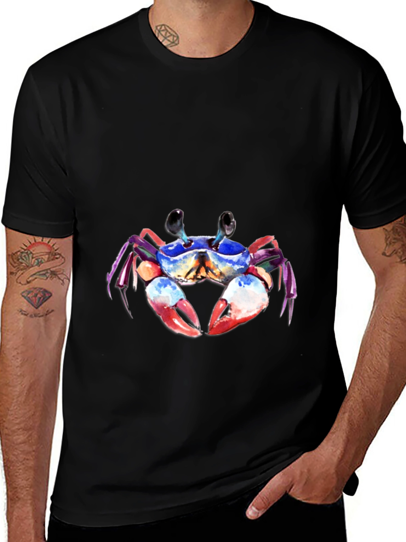 Variant 26 of Colorful Crab Graphic Black T-Shirt