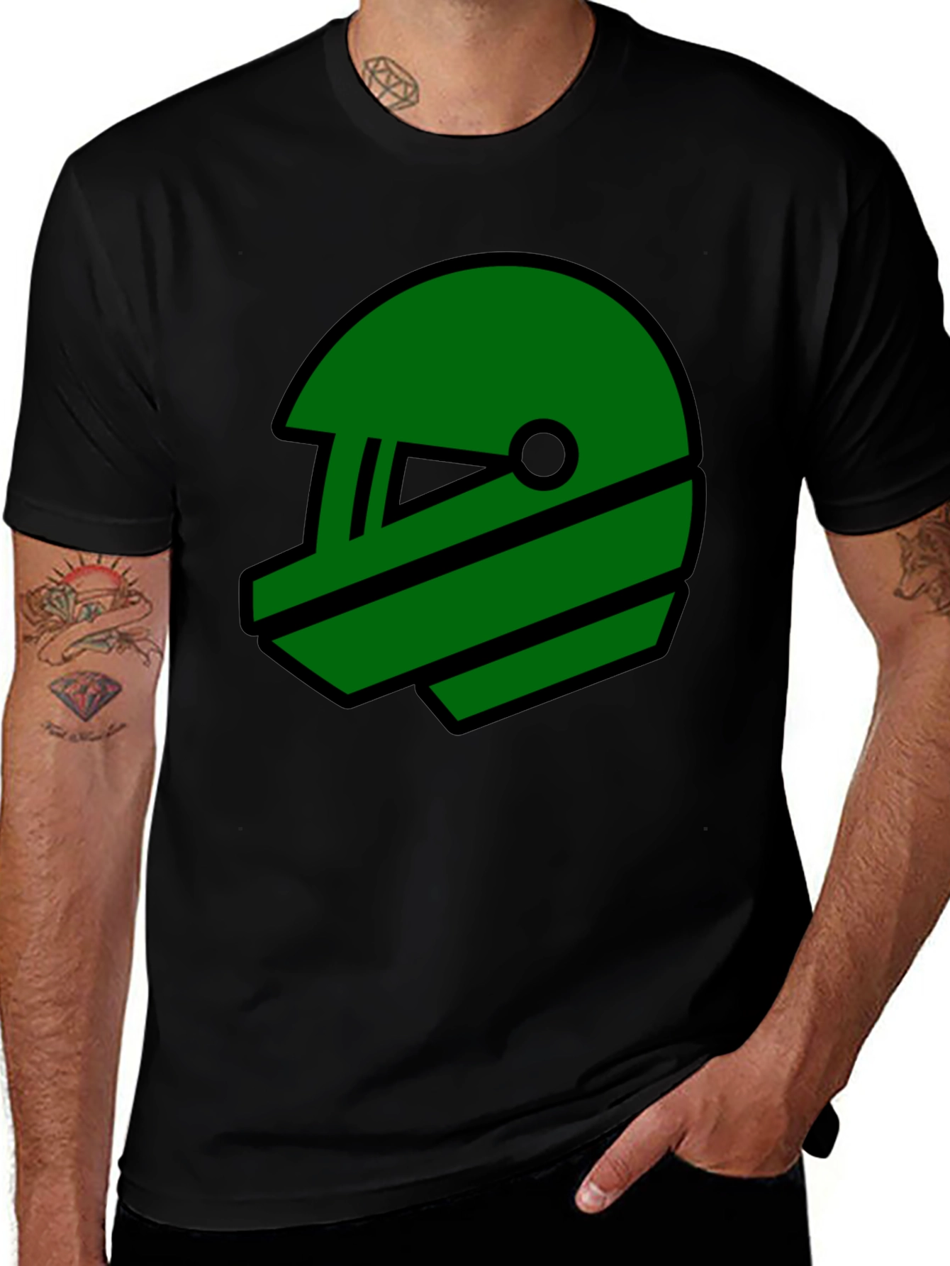 Retro Green Helmet Graphic T-Shirt