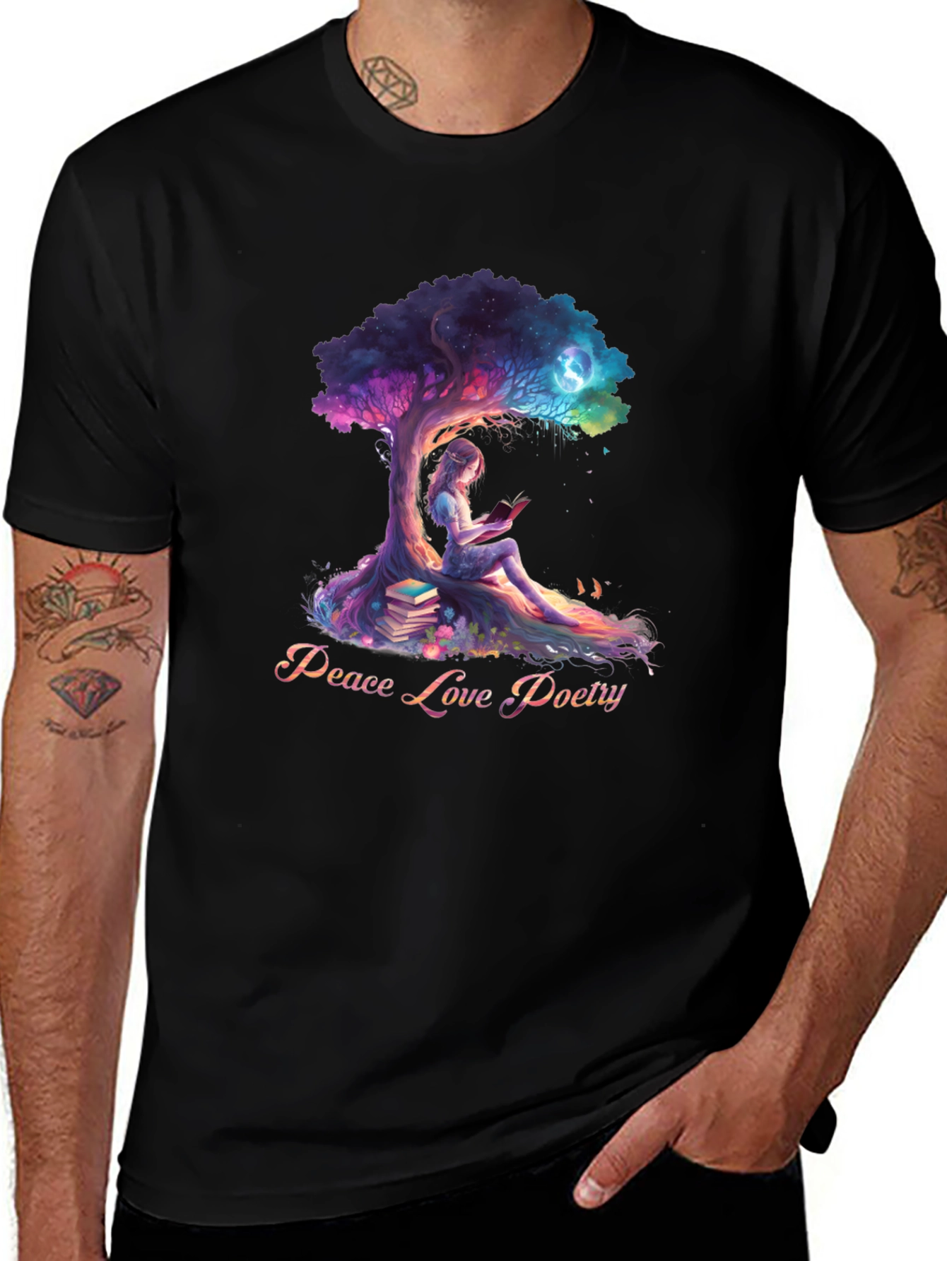 Variant 3 of Peace Love Poetry T-Shirt - Artistic Design