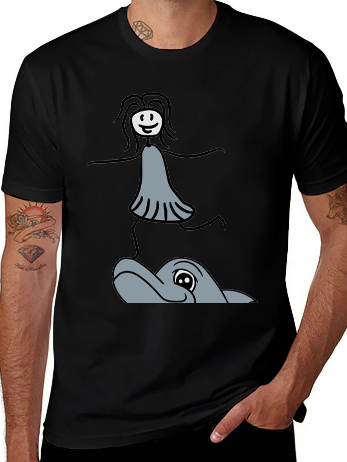 Variant 5 of Whimsical Dolphin Ride T-Shirt - Unique Graphic Tee