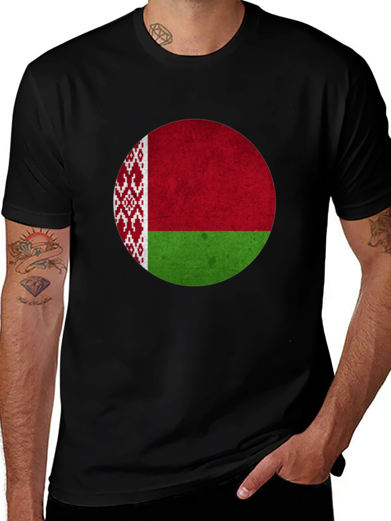 Belarus Flag Graphic T-Shirt - Men's Black Tee