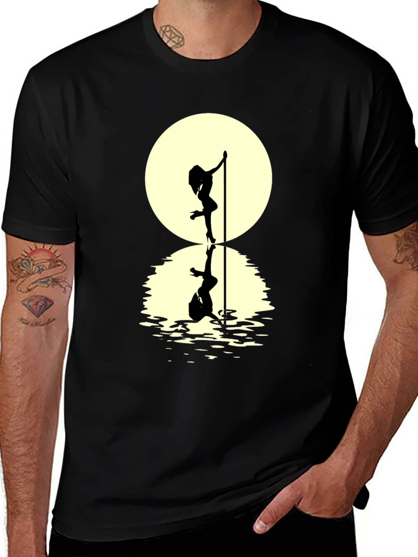 Variant 4 of Silhouette Pole Dance T-Shirt Moon Reflection