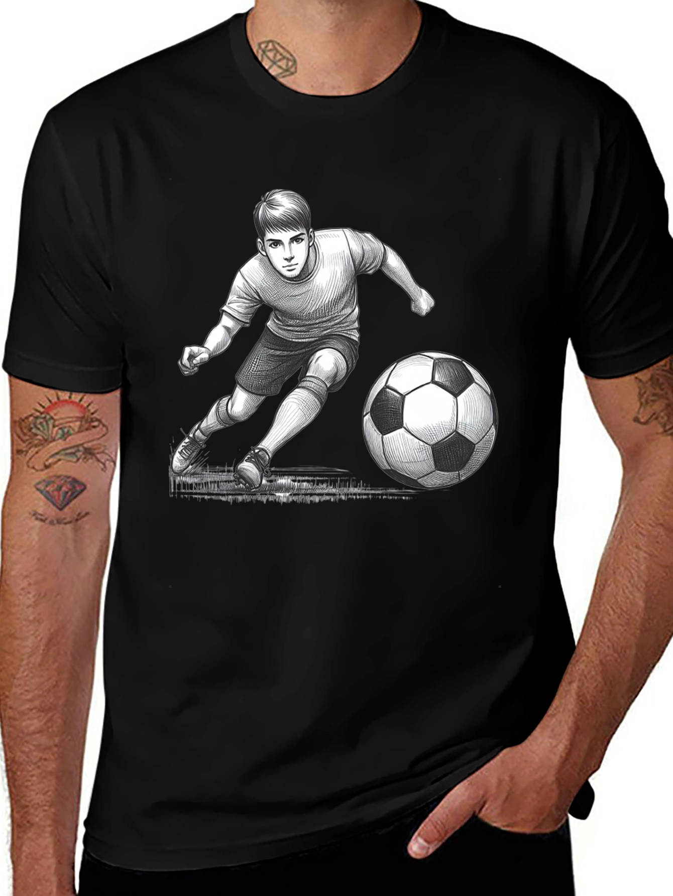 Variant 15 of Soccer Player Graphic Tee - Black