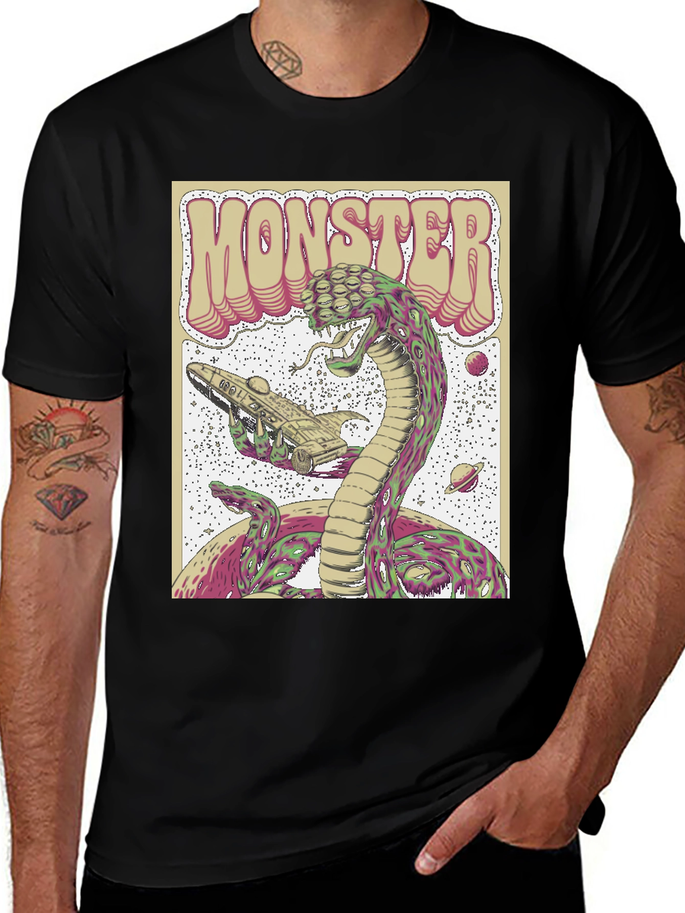 Variant 9 of Monster Snake Spaceship Graphic Tee