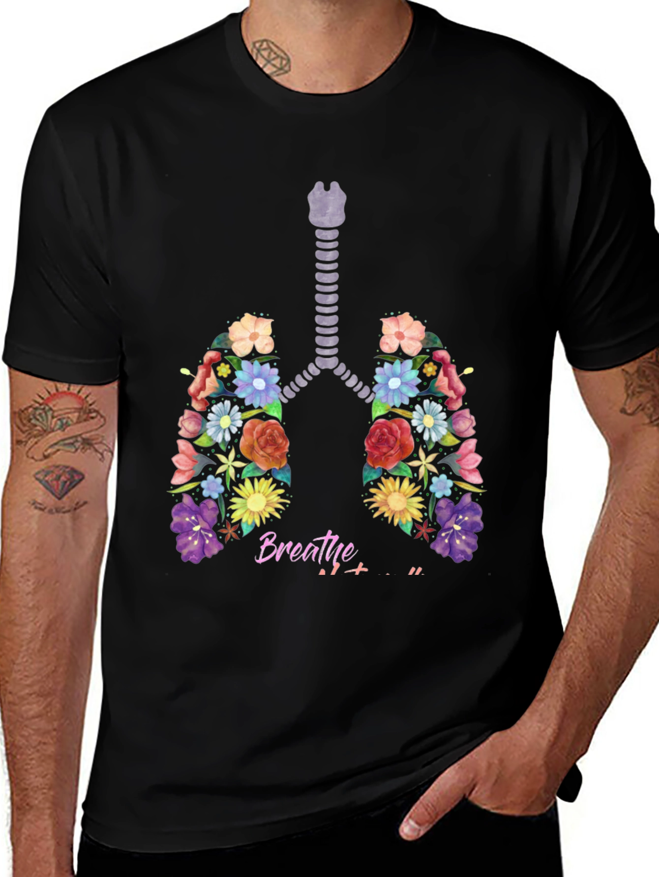Variant 17 of Floral Lungs Breathe Graphic Tee