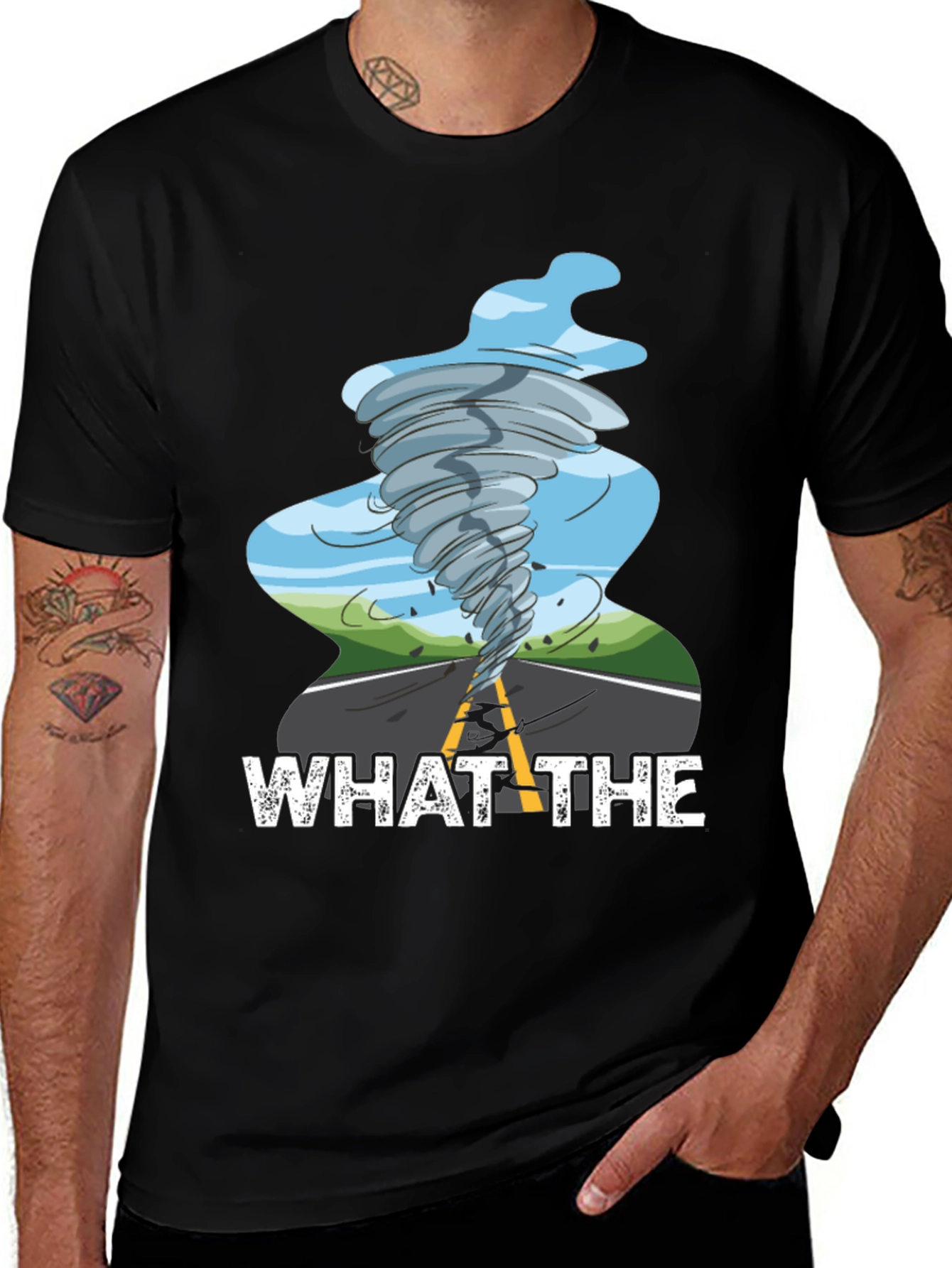 Variant 26 of What The Tornado T-Shirt - Black, Fun, Graphic Tee