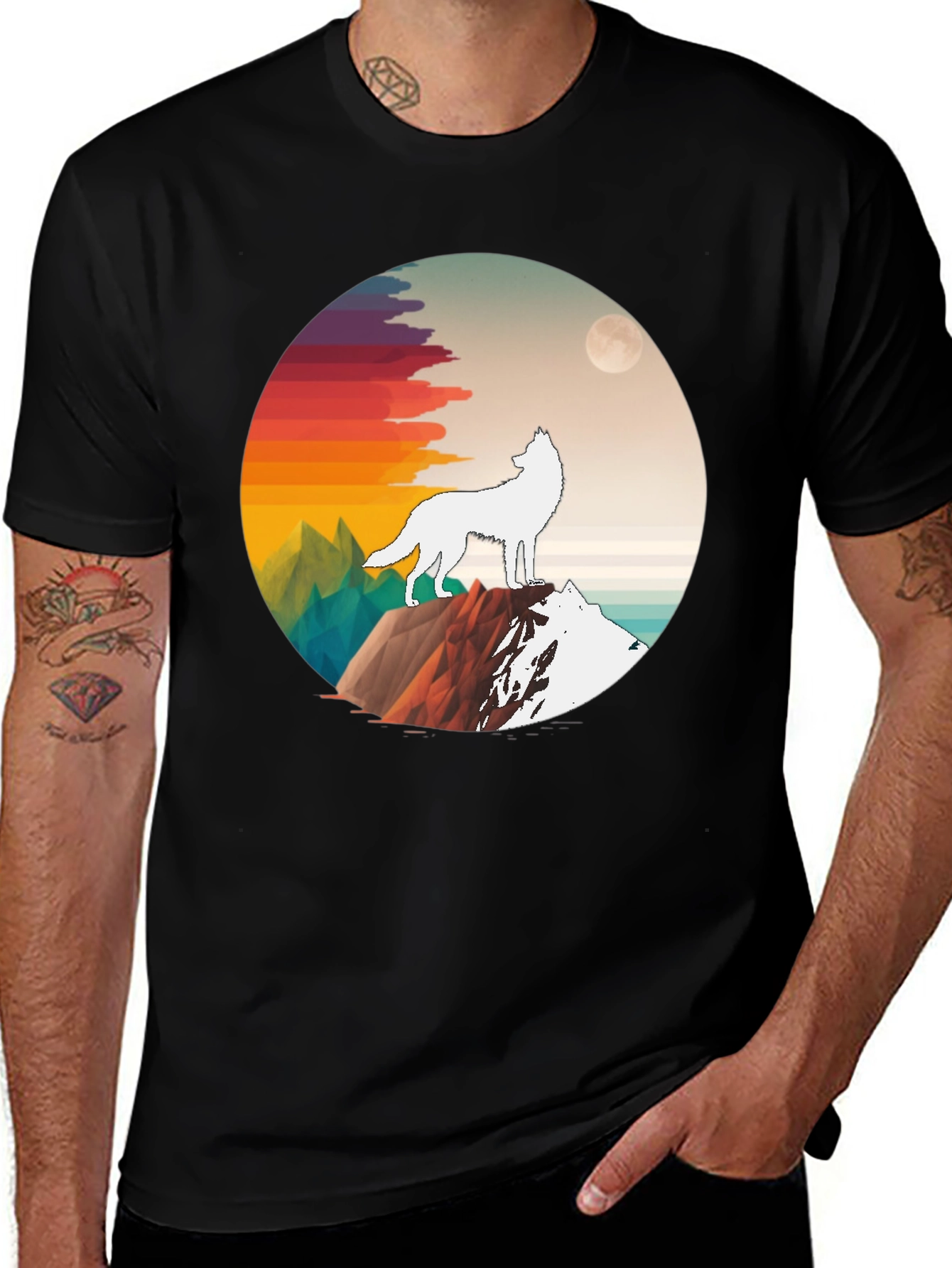 Variant 15 of Wolf Mountain Graphic Tee - Black Unisex T-Shirt