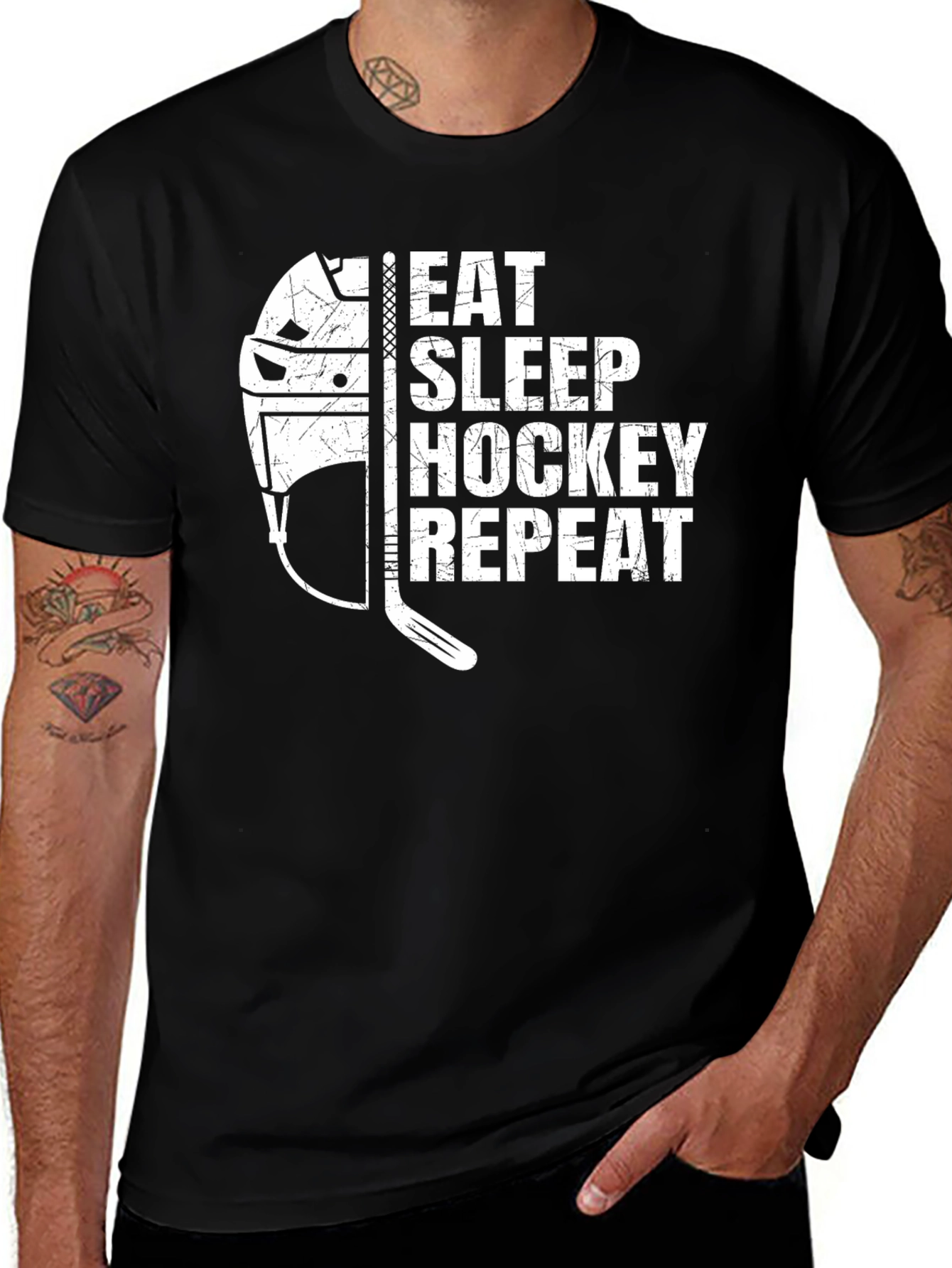Variant 22 of Eat Sleep Hockey Repeat Graphic T-Shirt