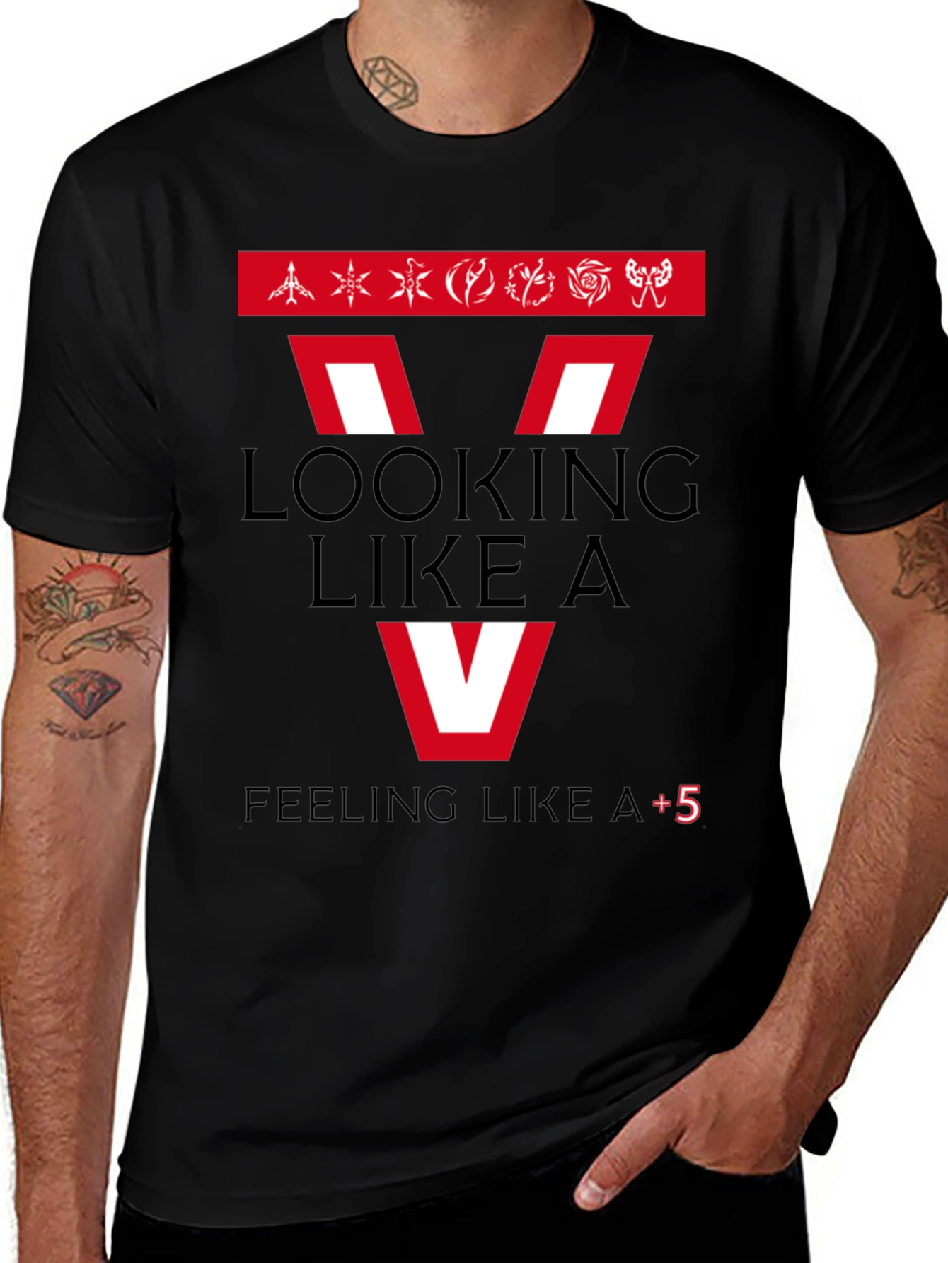 Variant 10 of Looking Like A V Men's Black Graphic T-Shirt