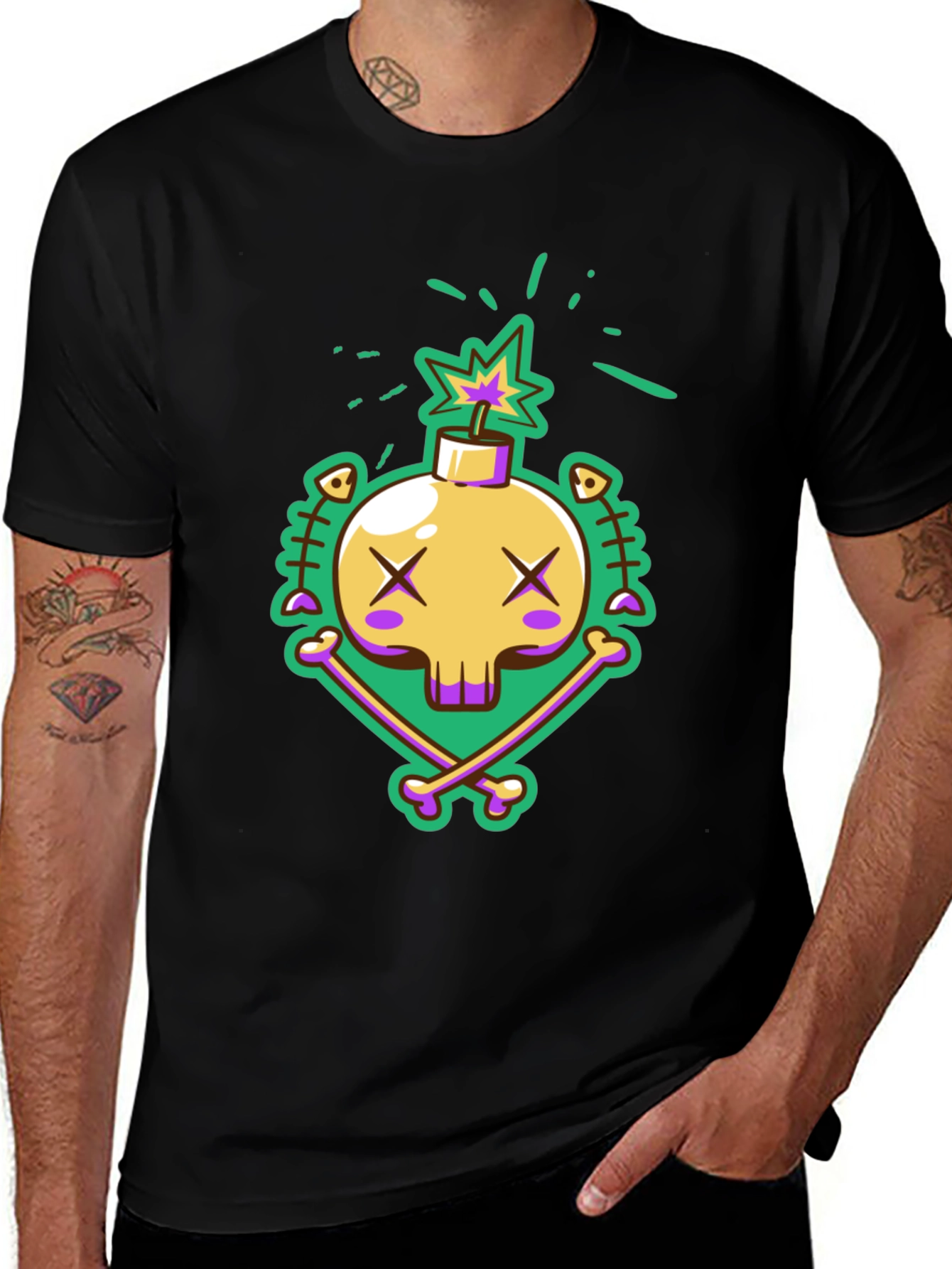 Variant 22 of Skull Bomb Graphic Tee - Explosive Style!