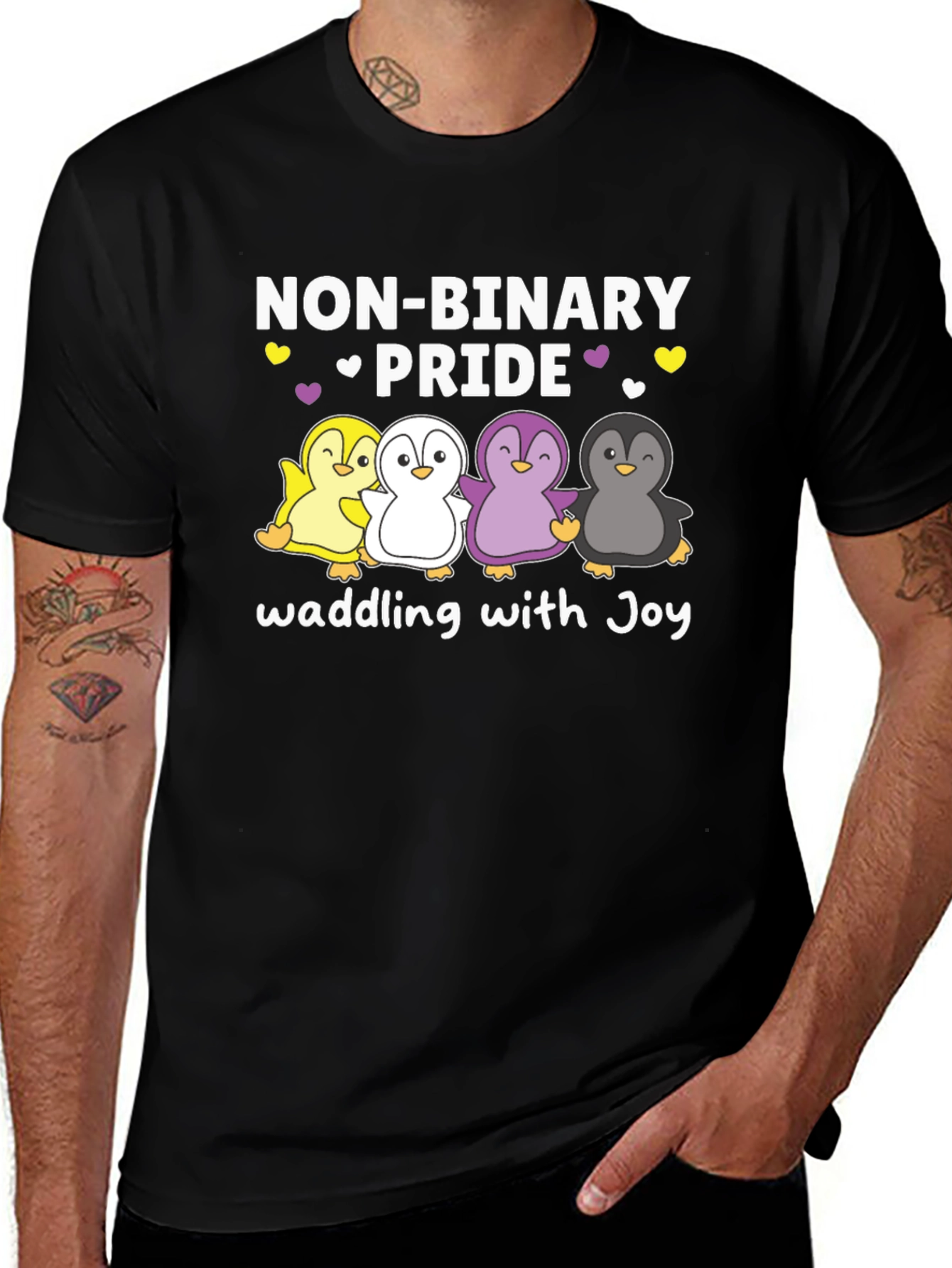 Variant 14 of Non-Binary Pride Penguin T-Shirt