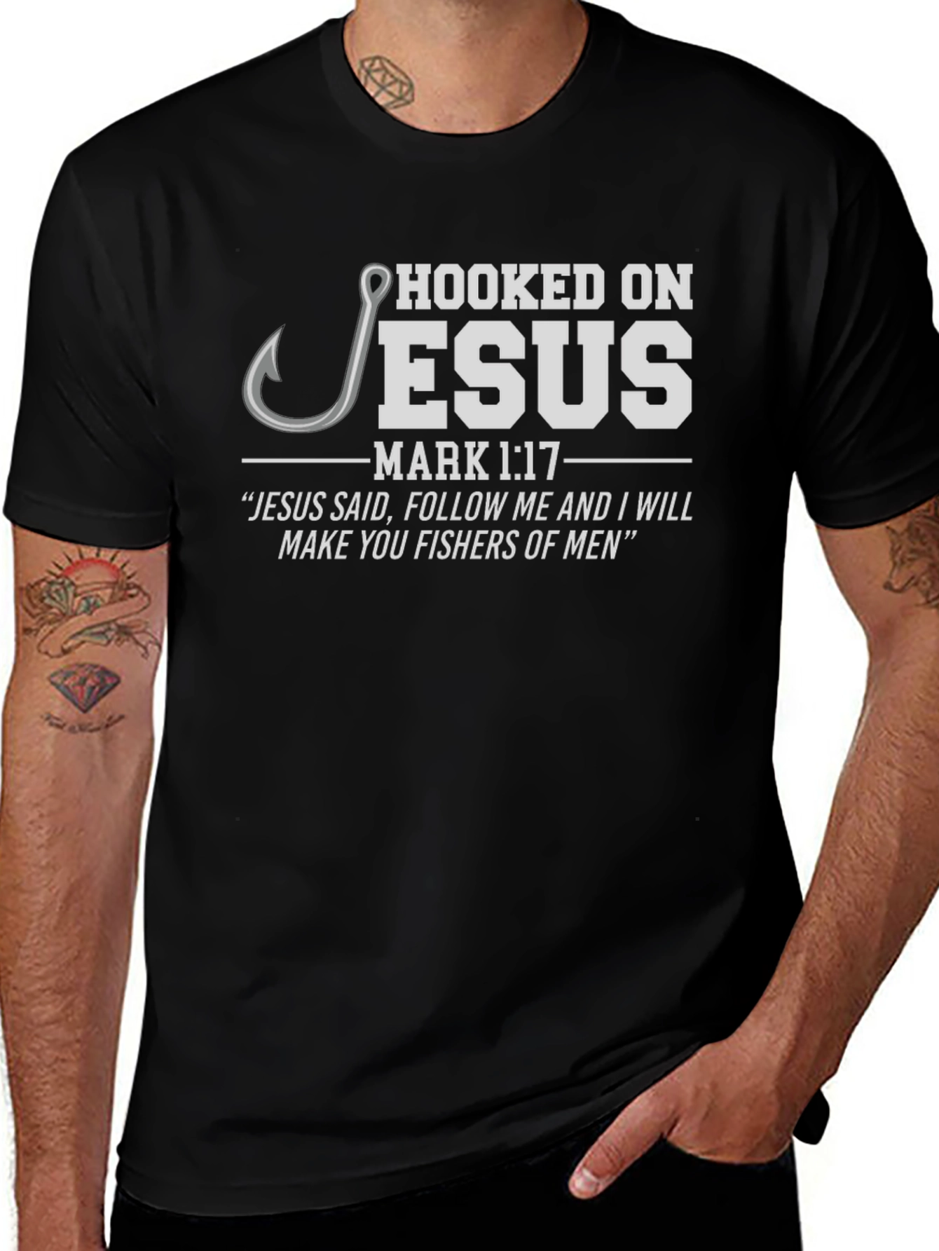 Hooked on Jesus Graphic Tee - Christian Apparel