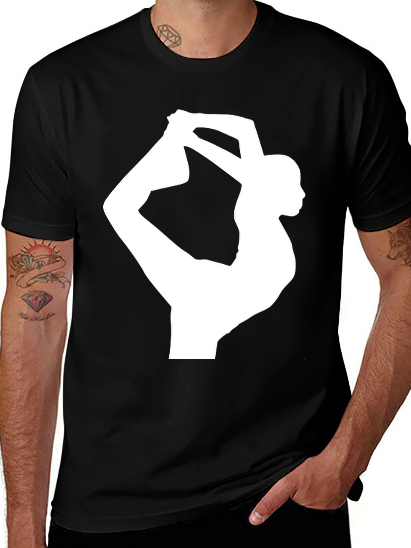 Variant 10 of Yoga Pose Graphic Tee - Black Cotton Blend