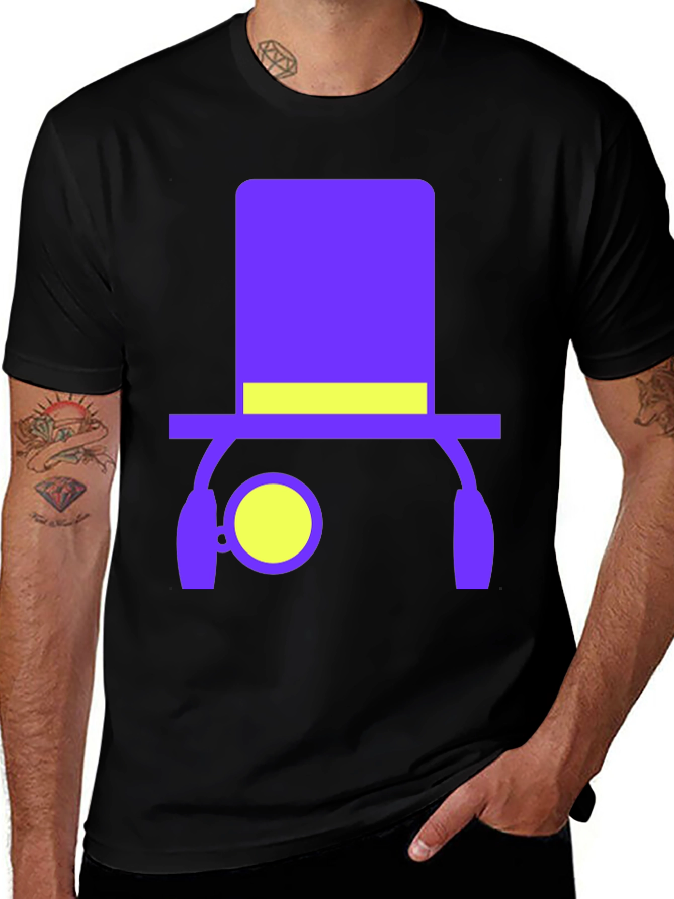 Variant 27 of Top Hat & Monocle Graphic Tee - Stylish Cartoon Design