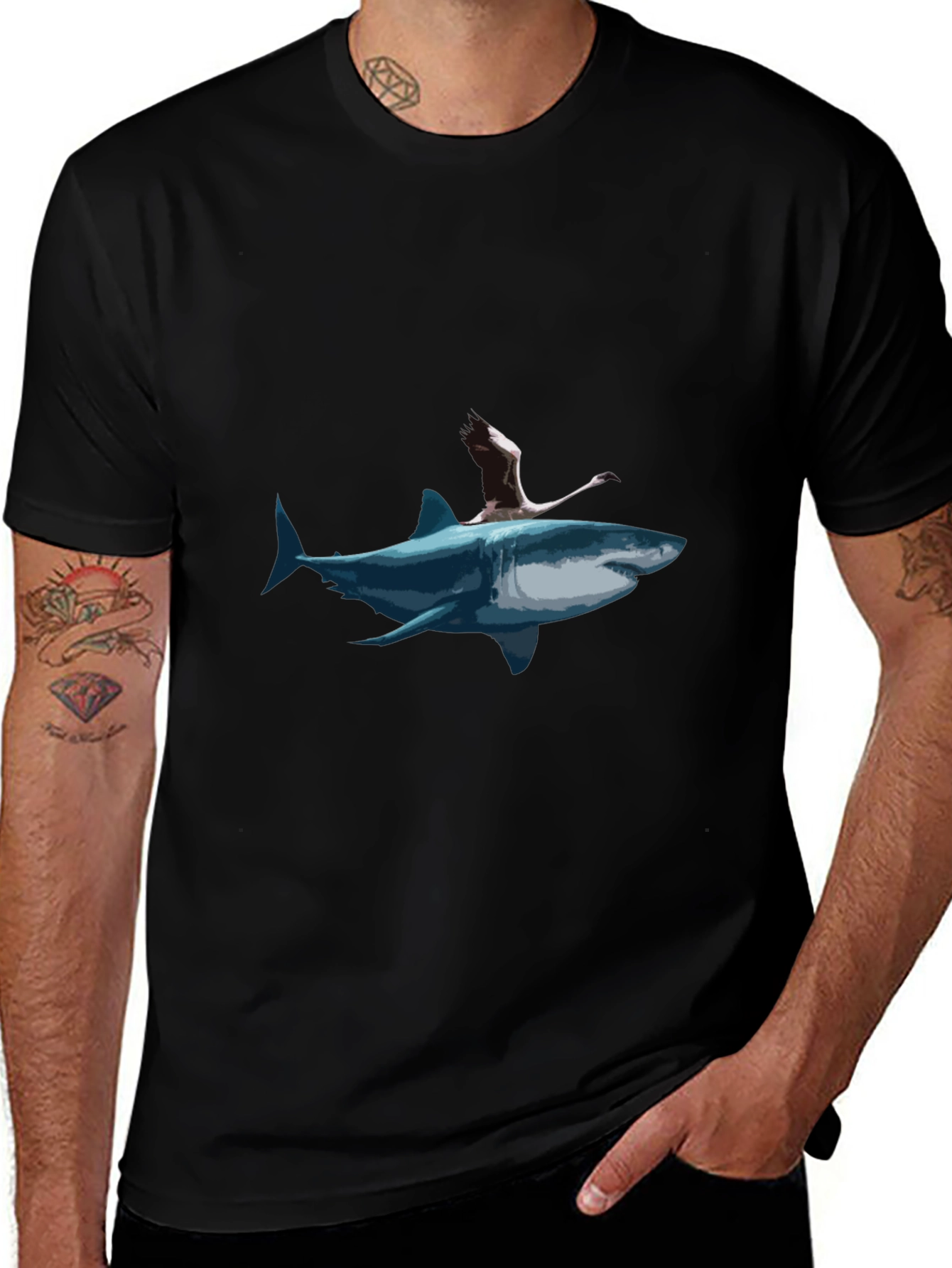 Variant 21 of Shark Rider Graphic Tee - Unique Art T-Shirt