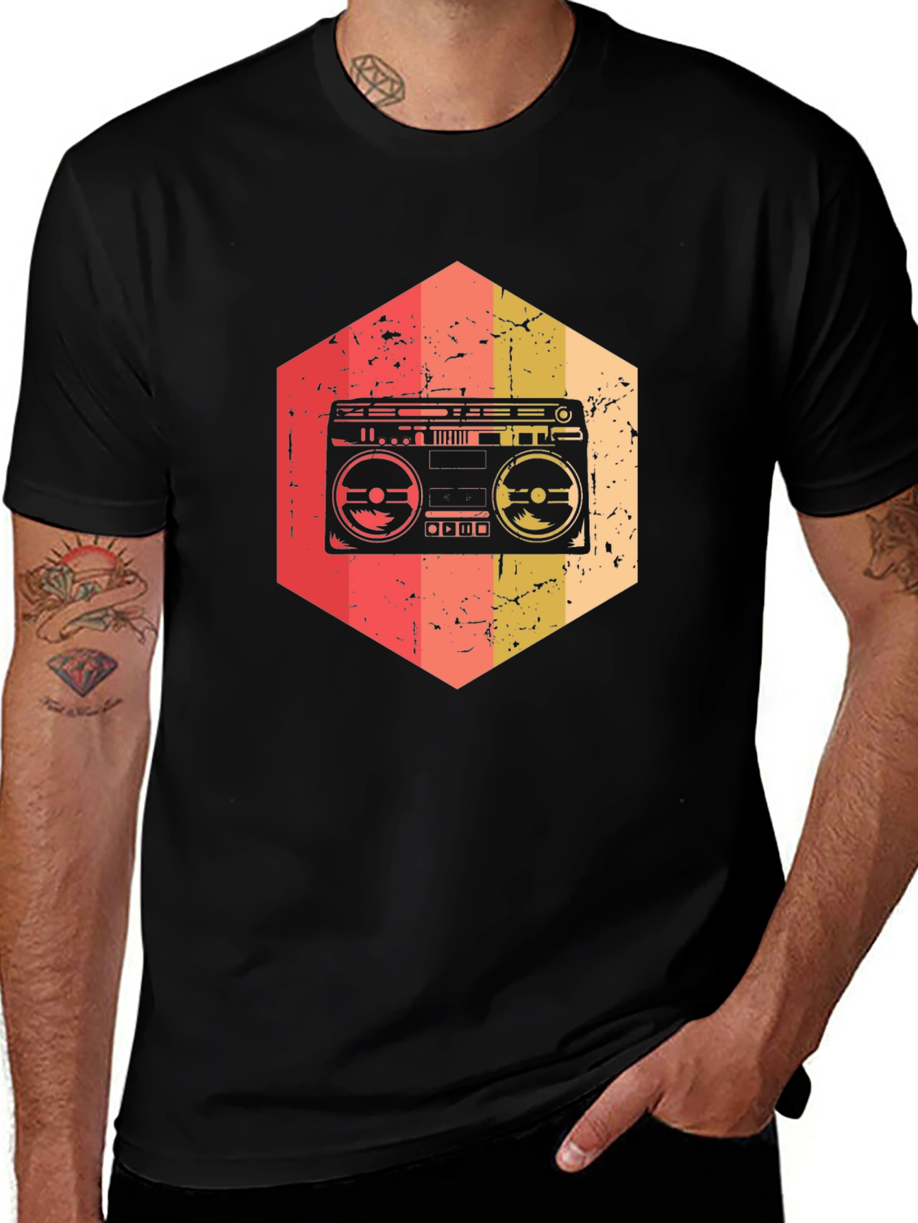 Variant 5 of Retro Boombox Graphic T-Shirt - Vintage Music Style