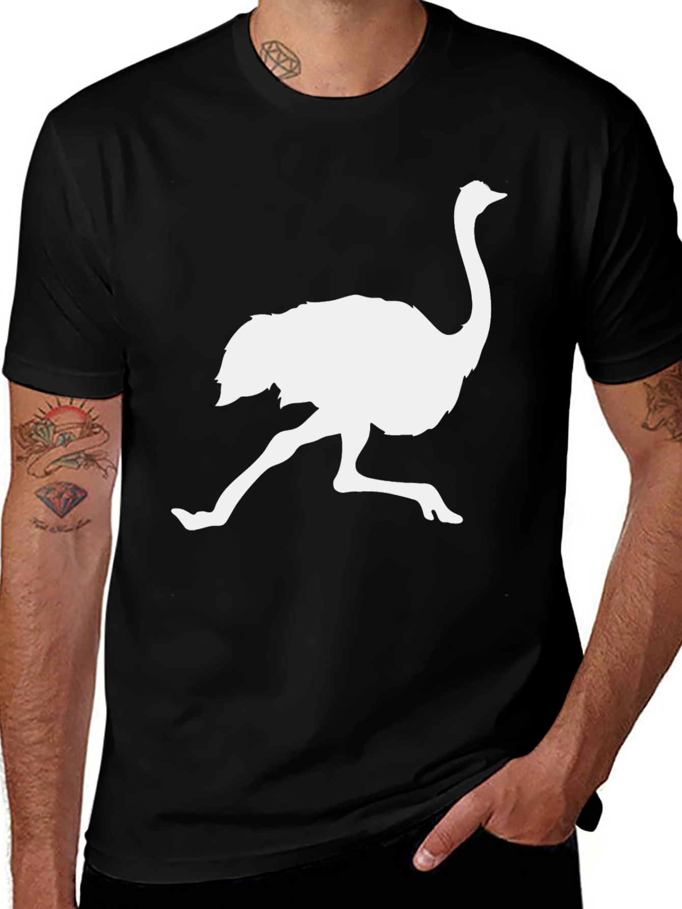 Variant 28 of Ostrich Silhouette Graphic Tee - Casual Black T-Shirt