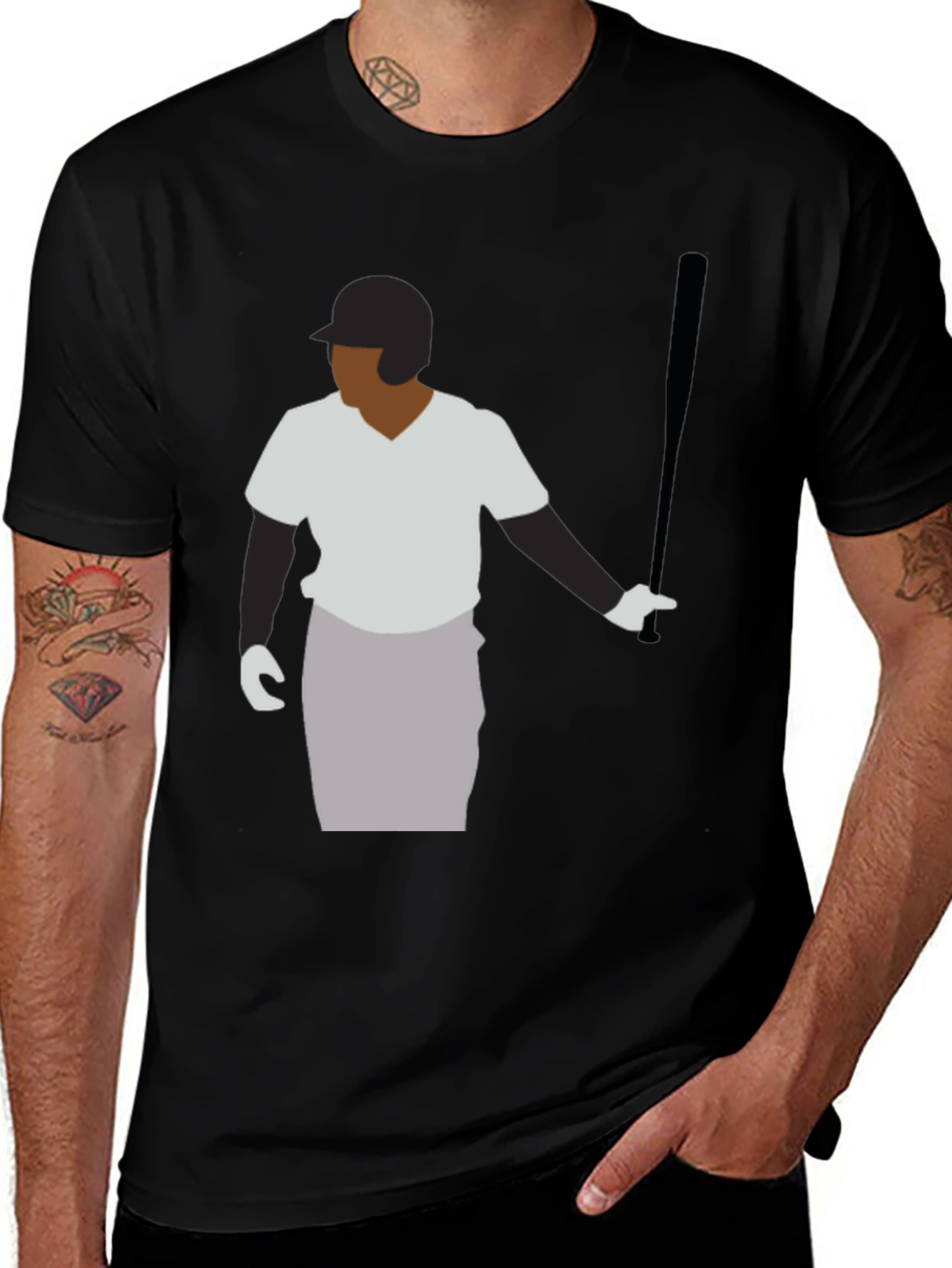 Variant 16 of Baseball Player Graphic Tee - Black Casual Shirt