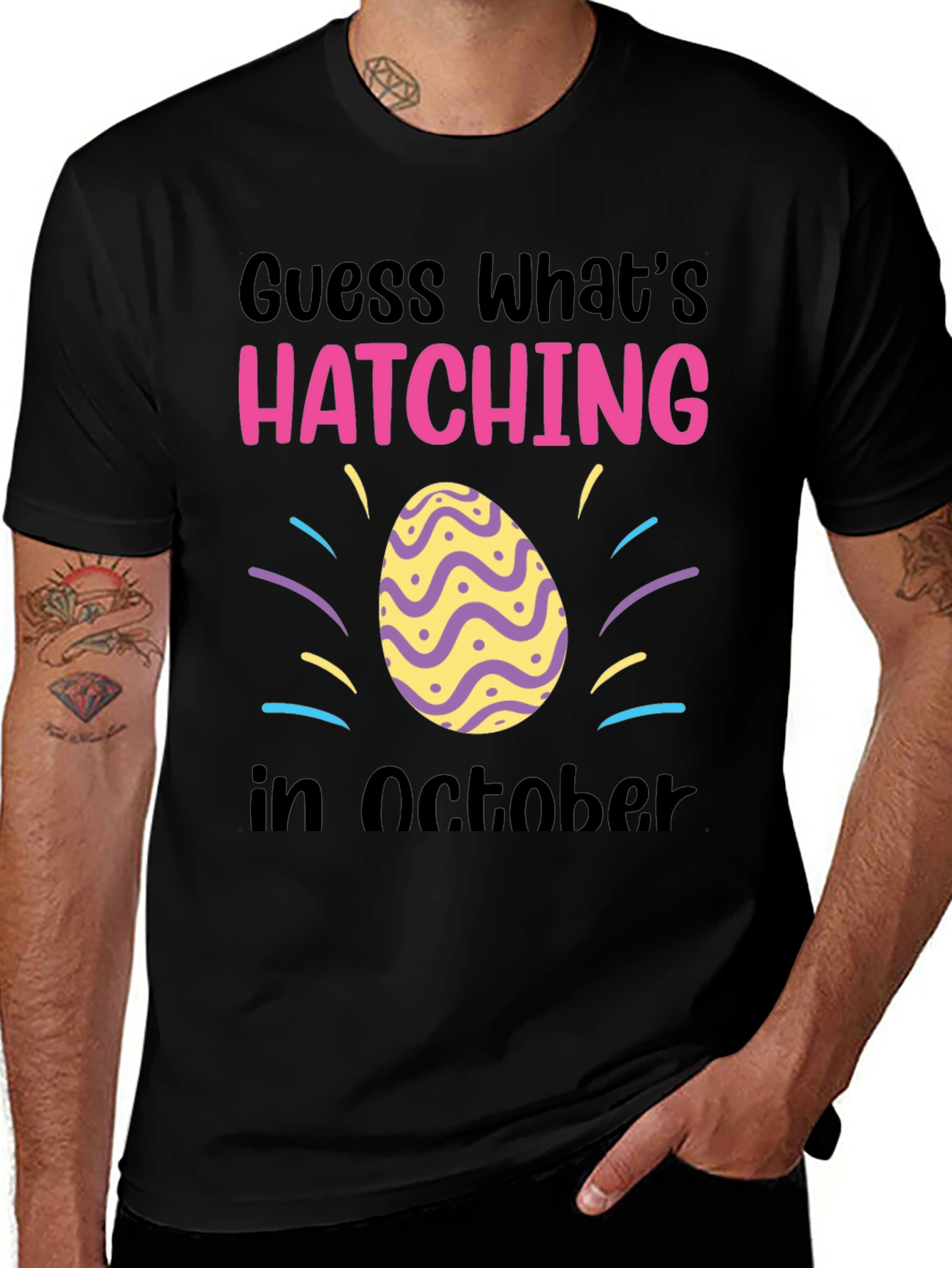 Variant 5 of Hatching in October T-Shirt - Baby Announcement Tee