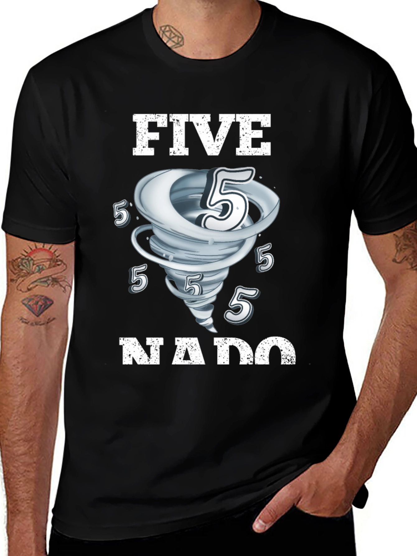 Variant 27 of FiveNado Black Graphic T-Shirt - Tornado Number 5 Tee