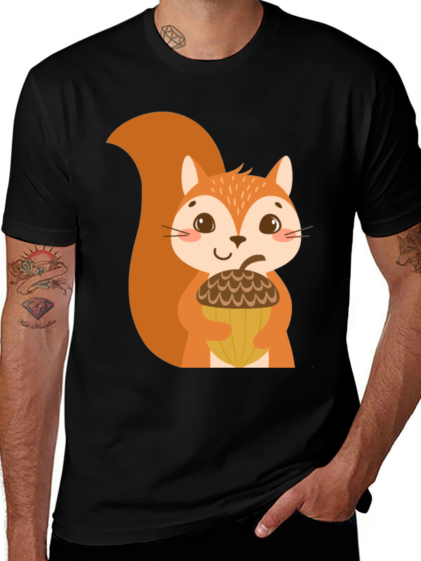 Variant 15 of Cute Squirrel Graphic Tee - Unisex Black T-Shirt