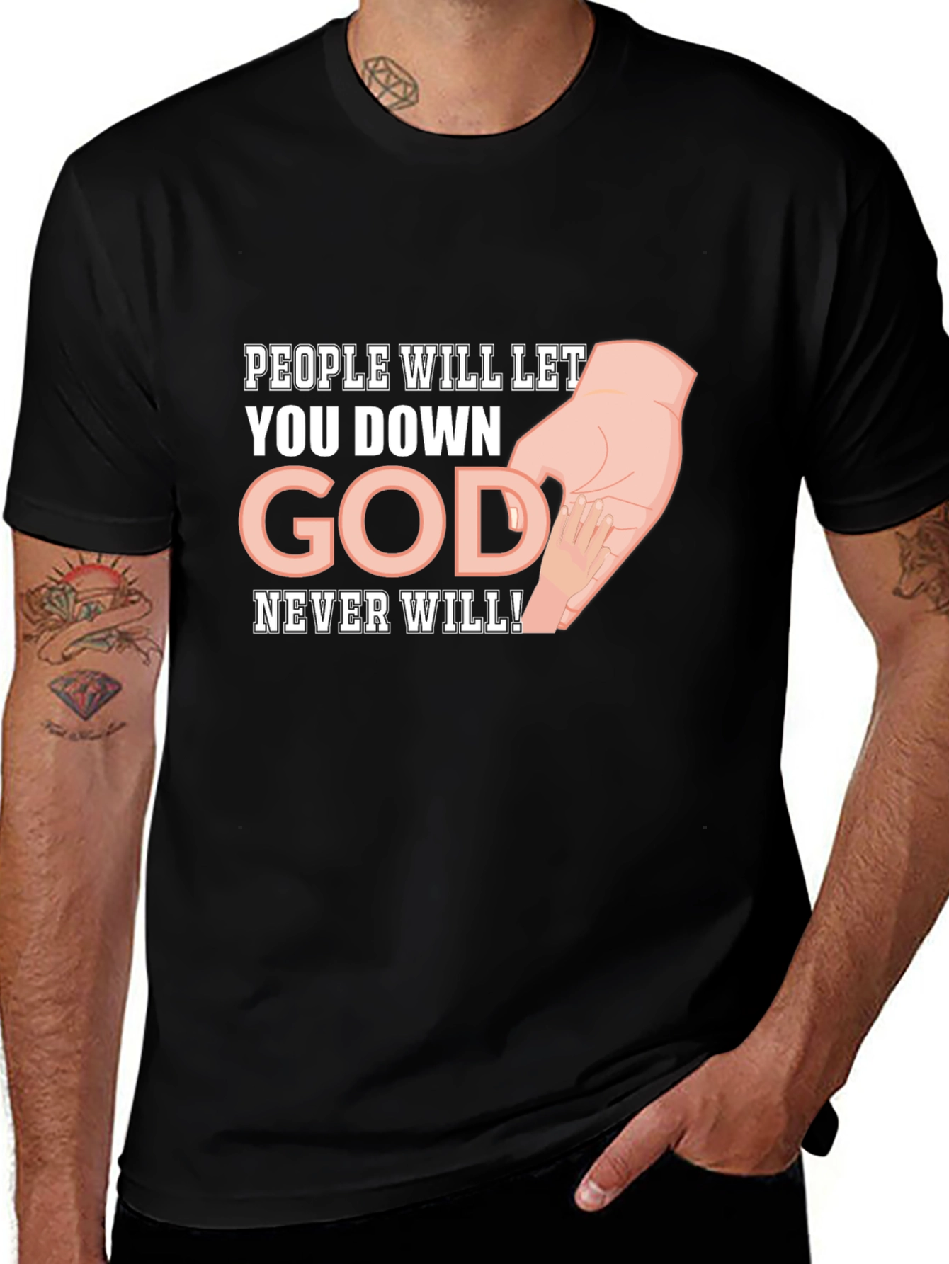 Variant 11 of Faith-Based Graphic Tee: God Never Will!
