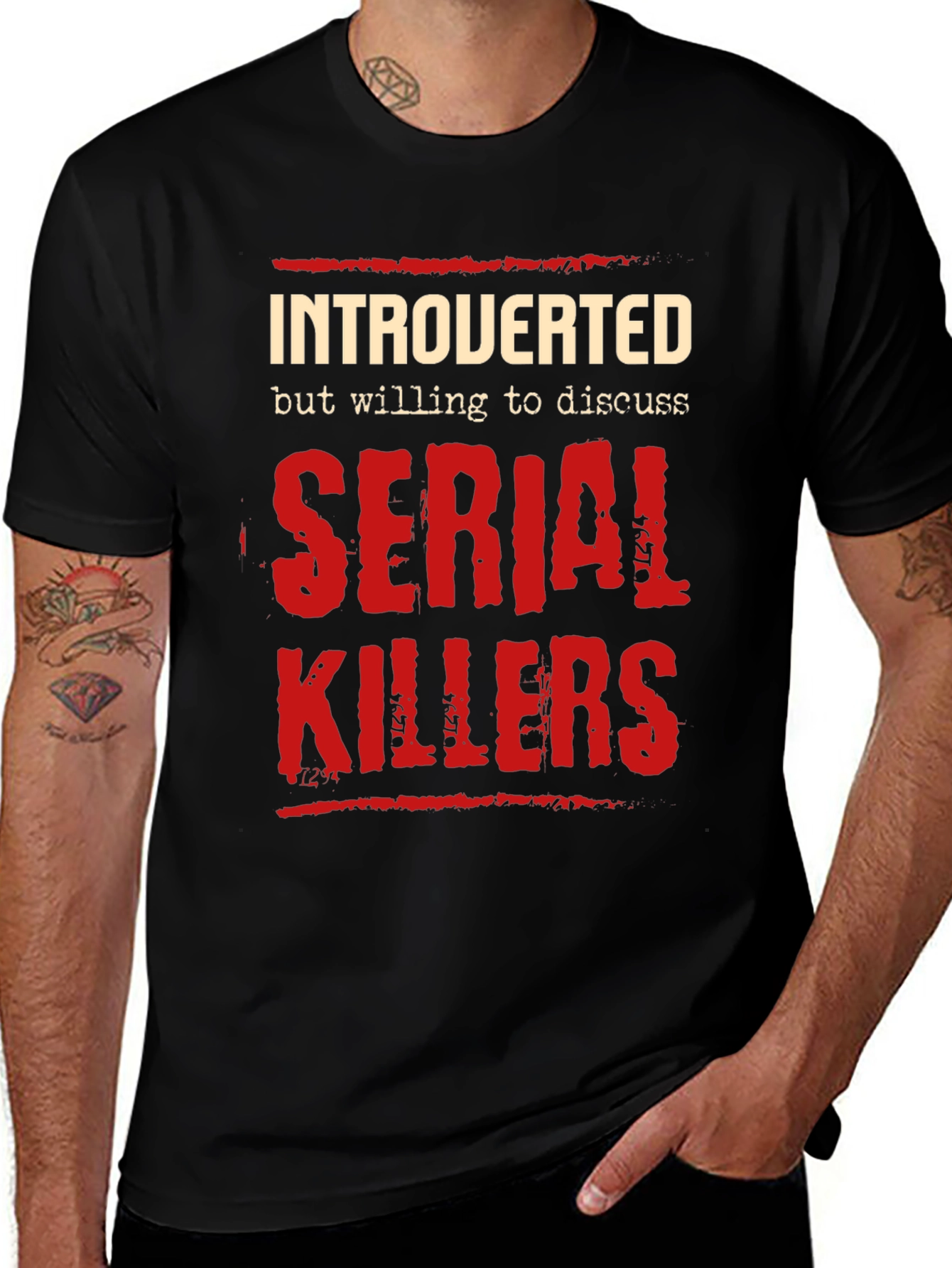 Variant 10 of Introverted Serial Killers Graphic T-Shirt - Black