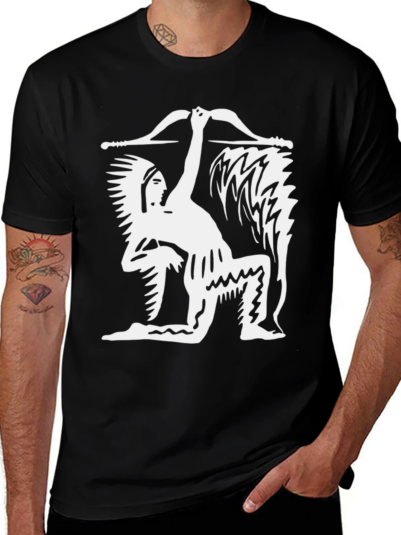 Variant 27 of Native Archer Graphic Tee - Black Cotton Blend