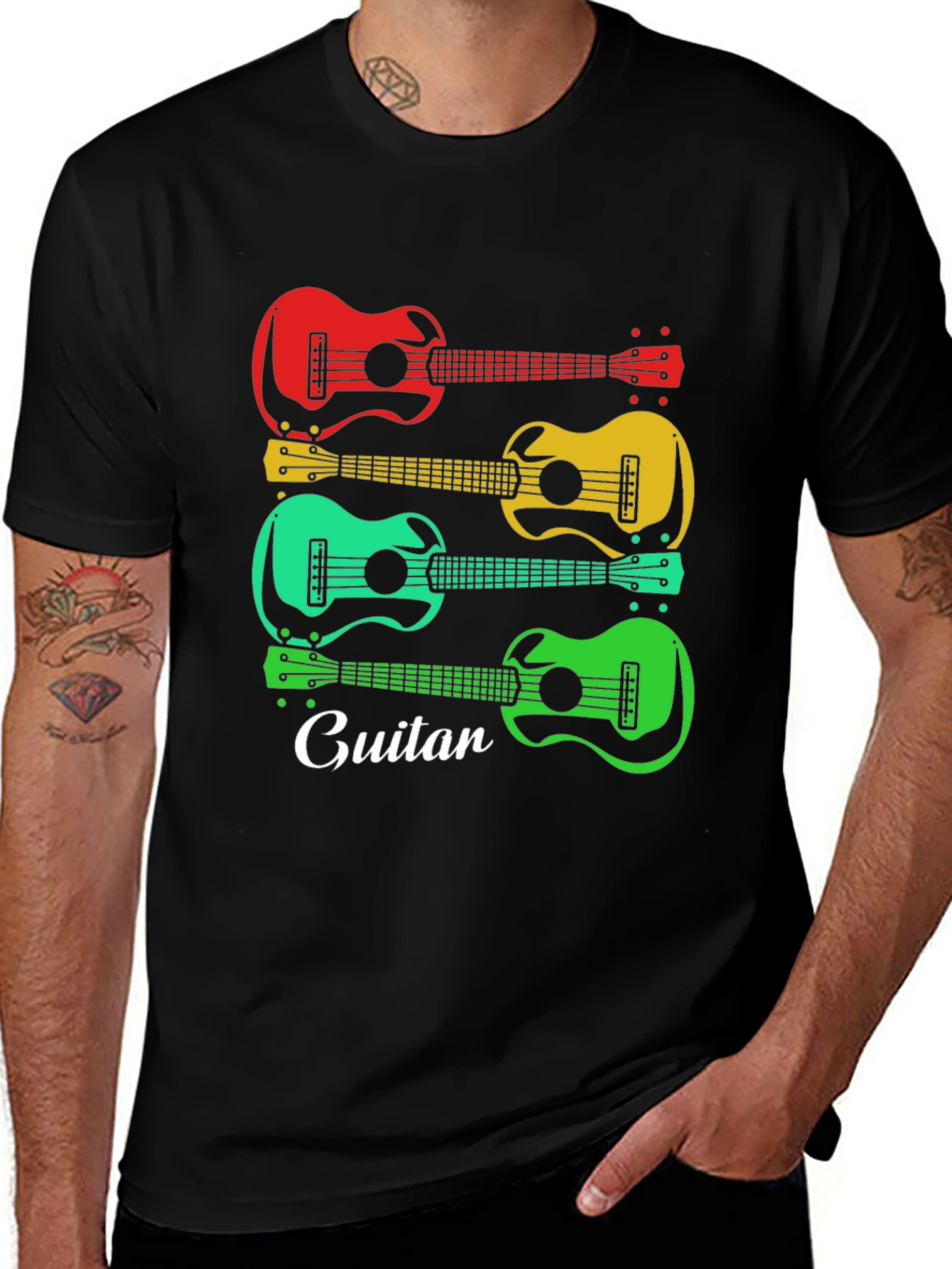 Colorful Guitar T-Shirt - Music Lover Tee