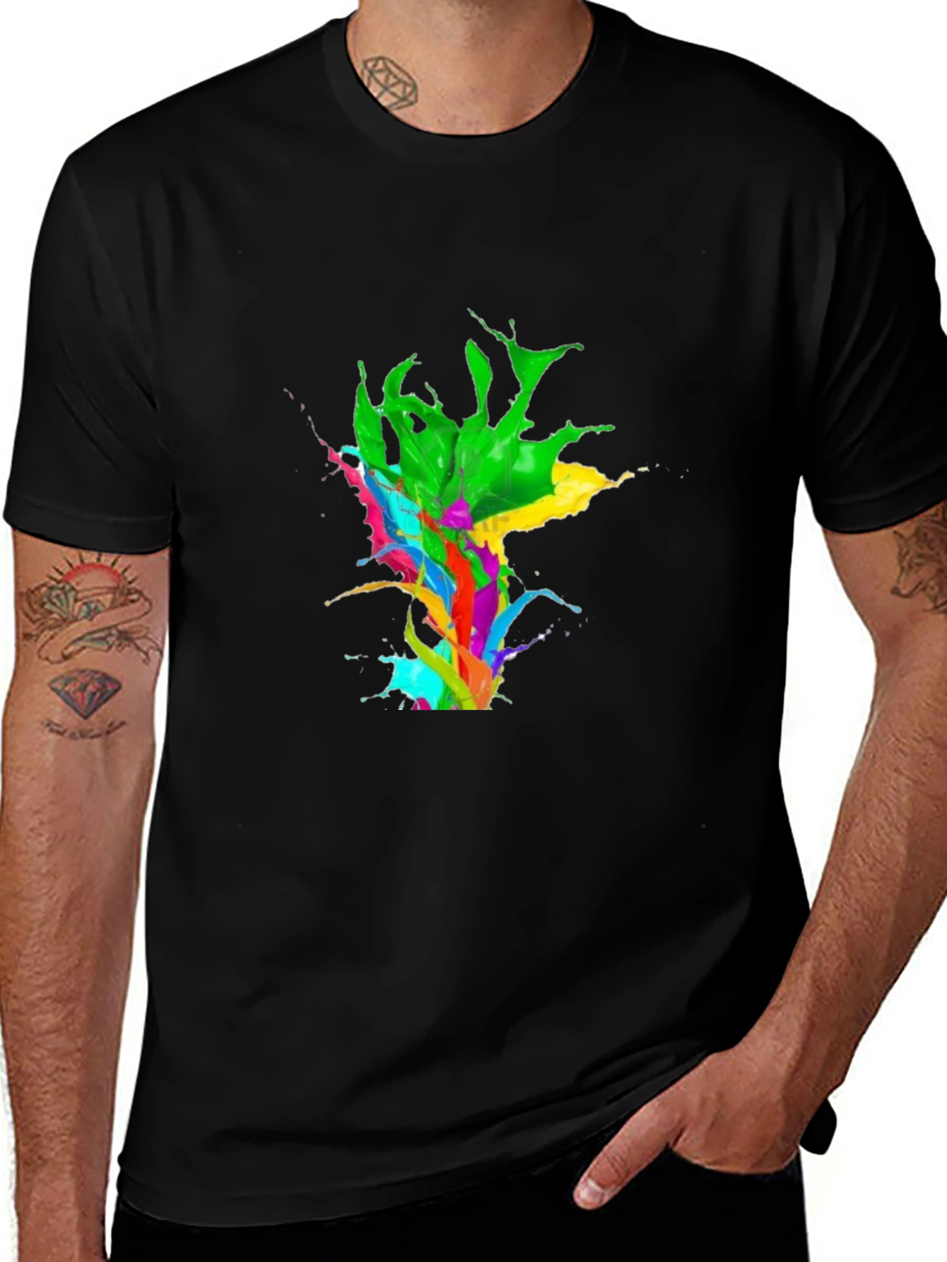 Abstract Splash Graphic Black T-Shirt