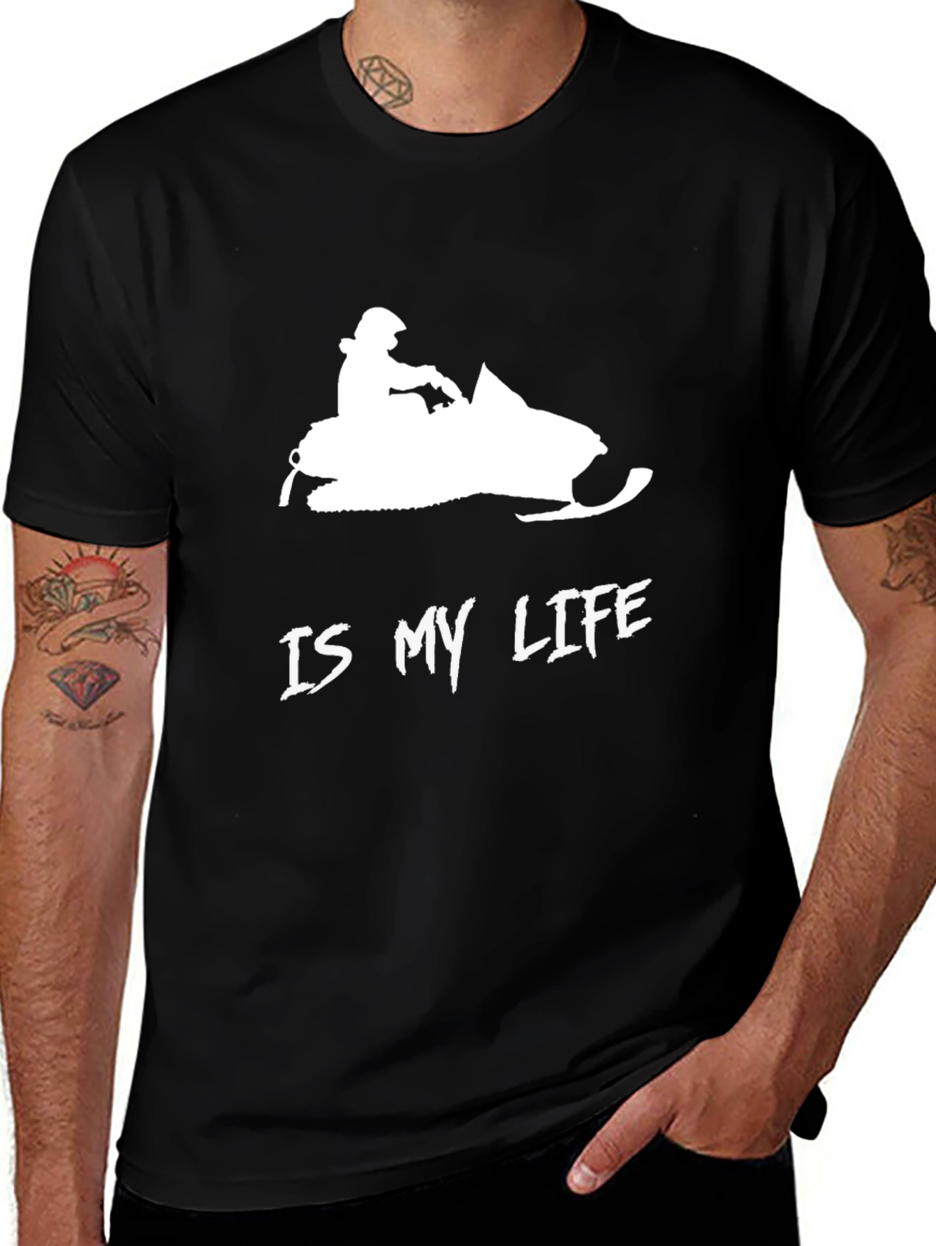 Variant 4 of Snowmobile is My Life T-Shirt - Black Graphic Tee