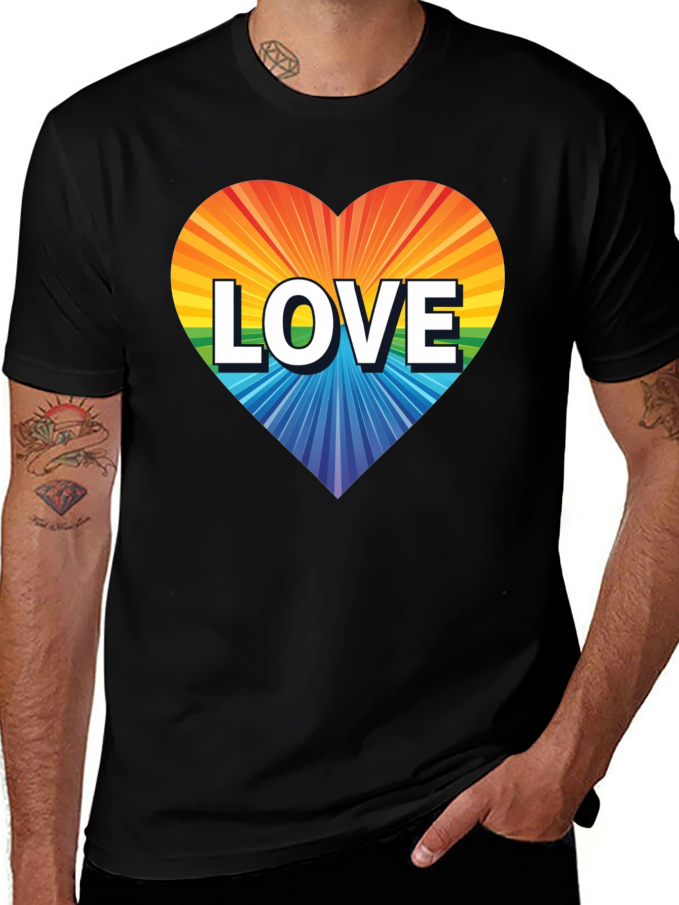 Variant 8 of Rainbow Heart Love Graphic T-Shirt