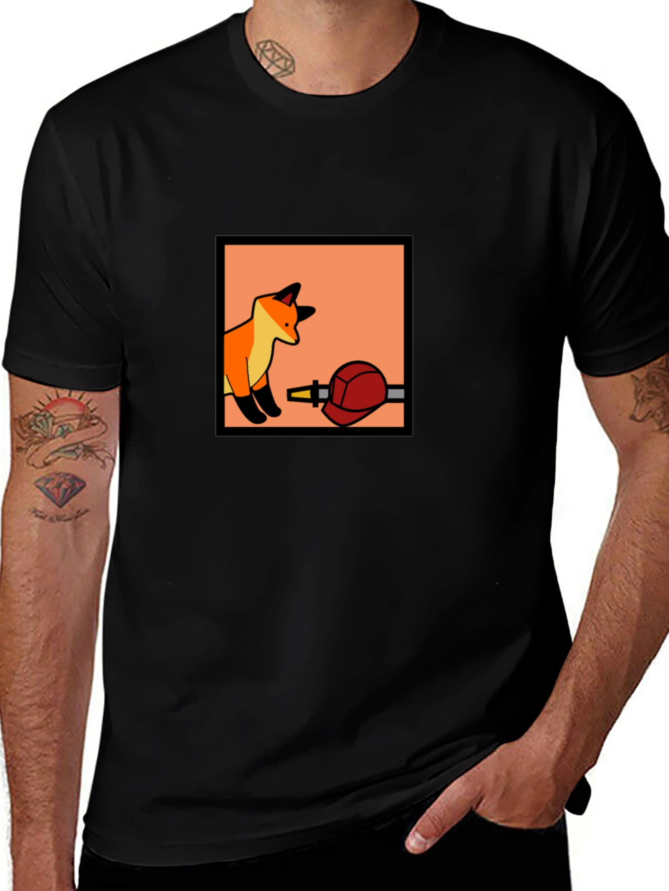 Variant 3 of Fox and Helmet Graphic T-Shirt - Stylish Casual Wear