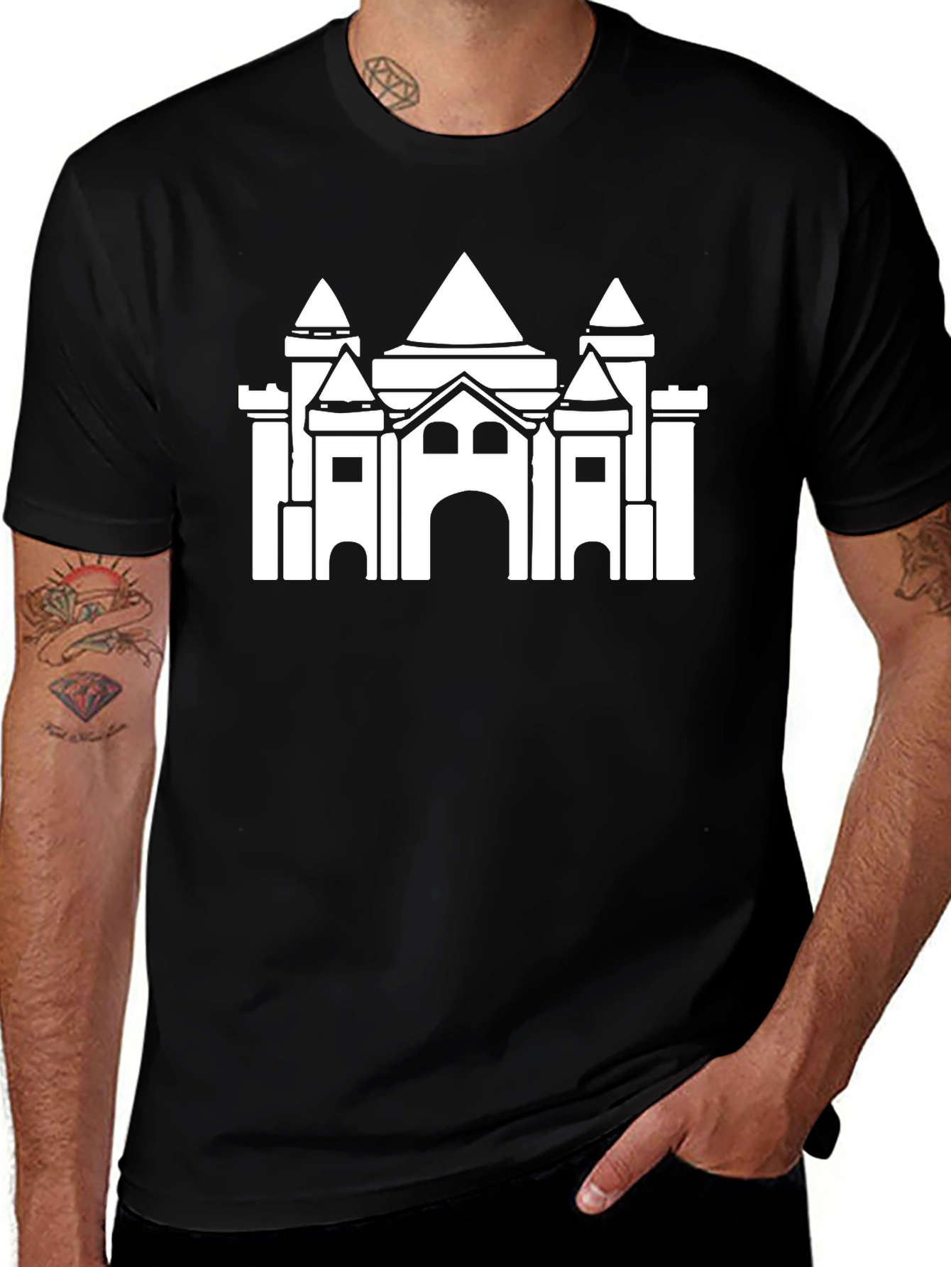 Variant 5 of Castle Graphic T-Shirt - Black Cotton Tee