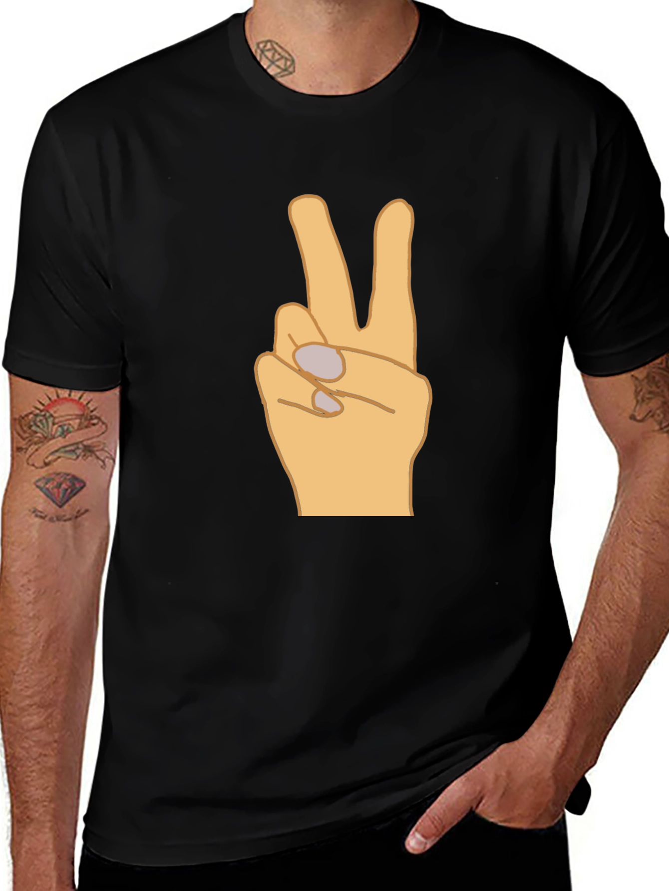 Variant 9 of Peace Sign Graphic T-Shirt - Black Casual Tee