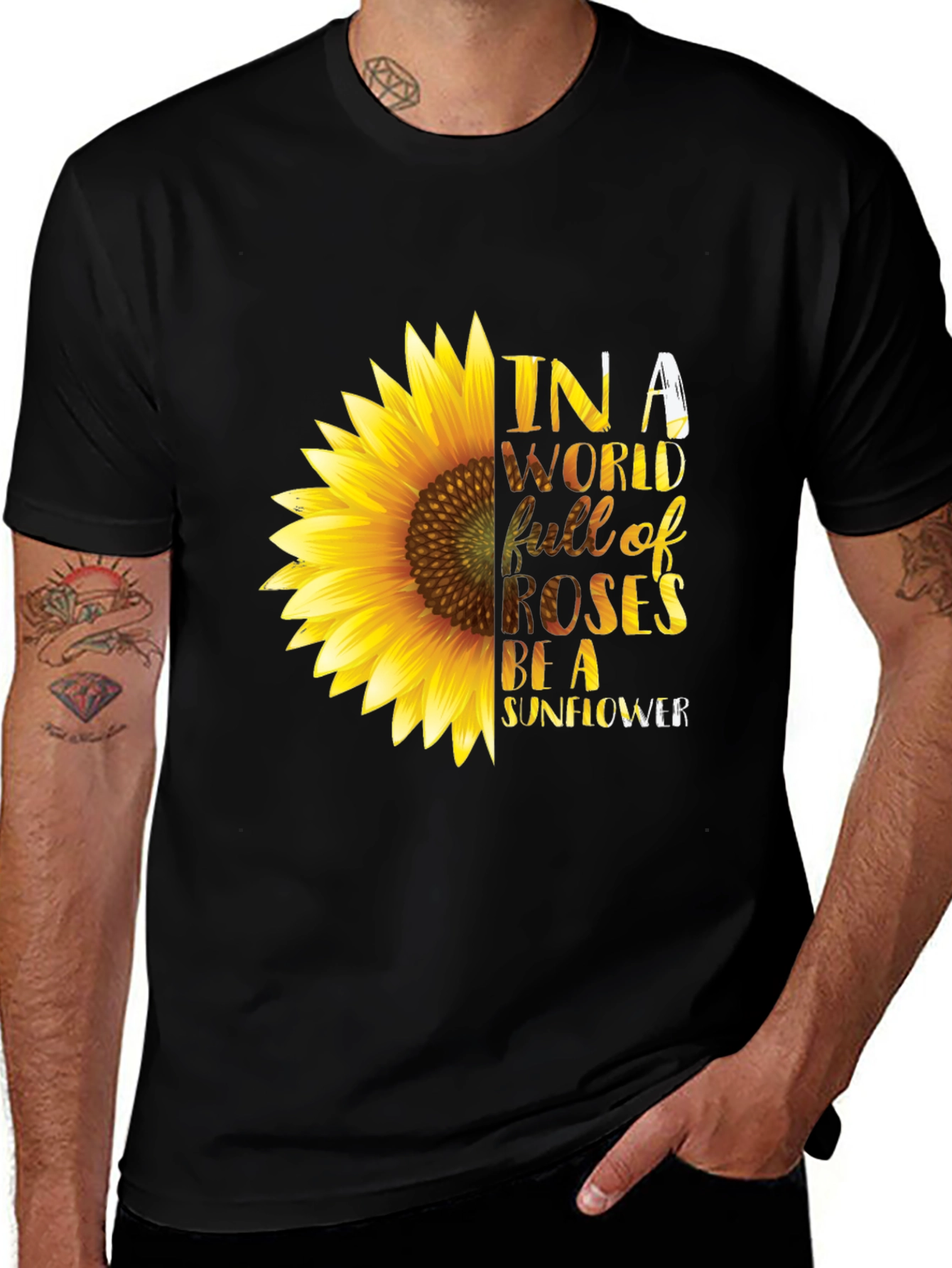Black Sunflower Graphic T-Shirt - Be a Sunflower Tee main image