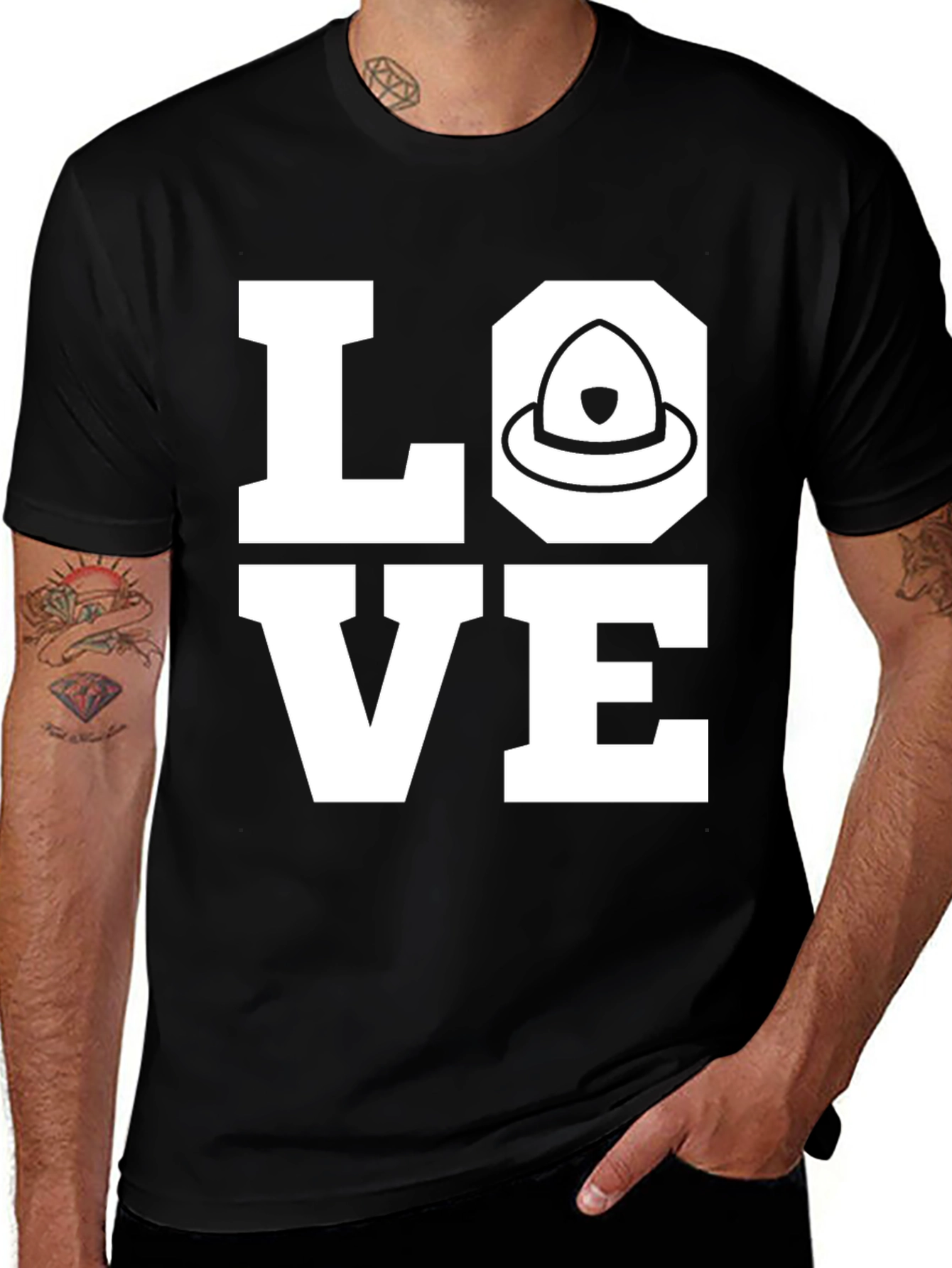 Variant 8 of Firefighter Love Black T-Shirt