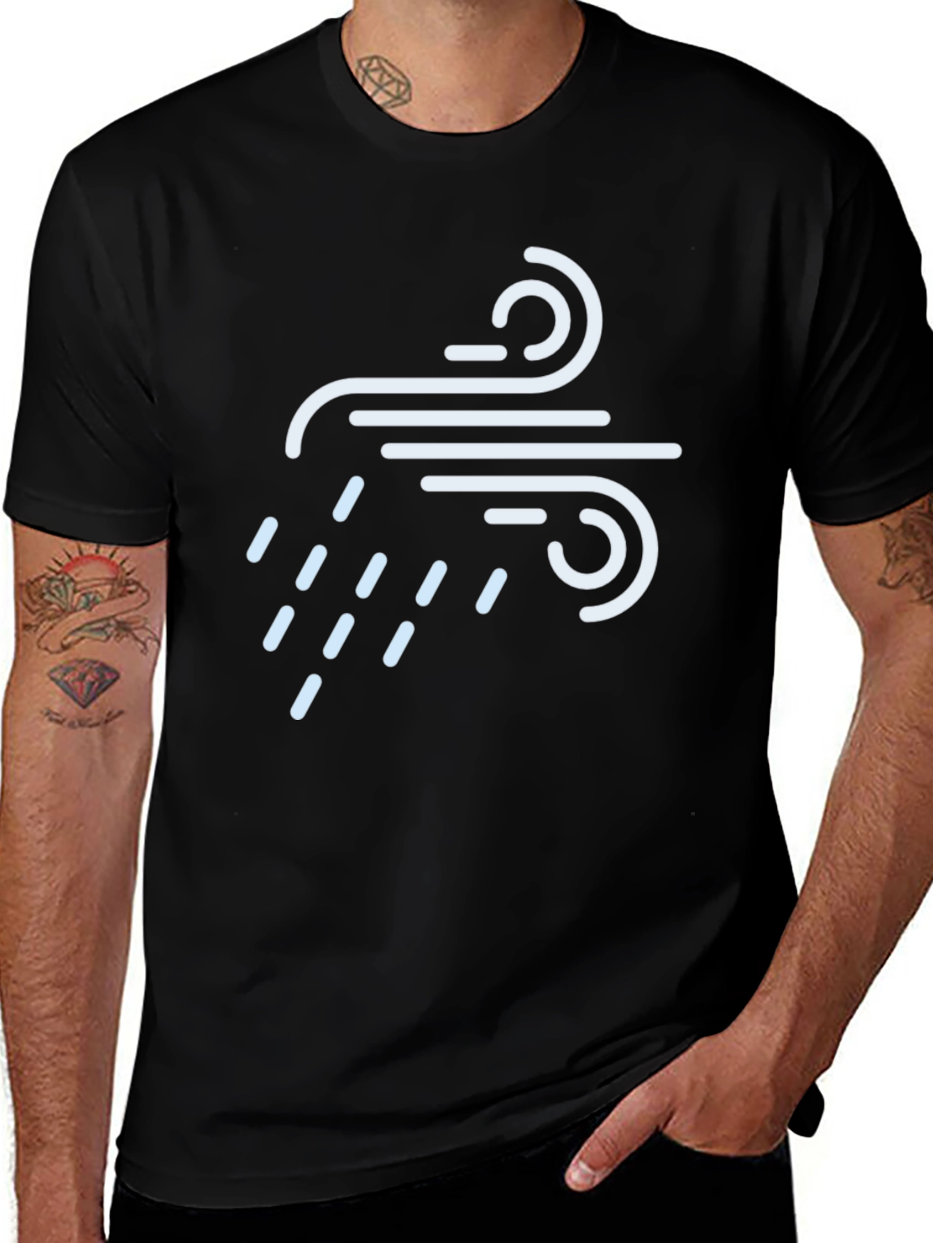 Variant 15 of Wind & Rain Graphic Tee - Black Crew Neck