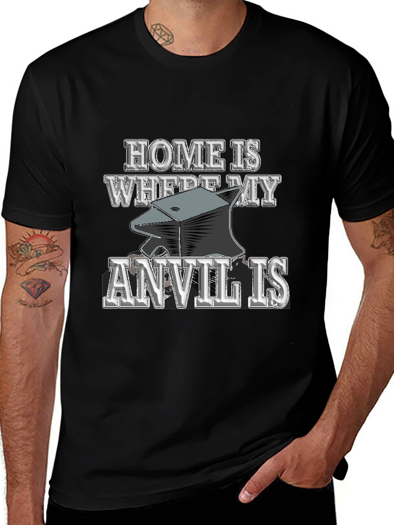 Variant 11 of Home Is Where My Anvil Is - Black T-Shirt