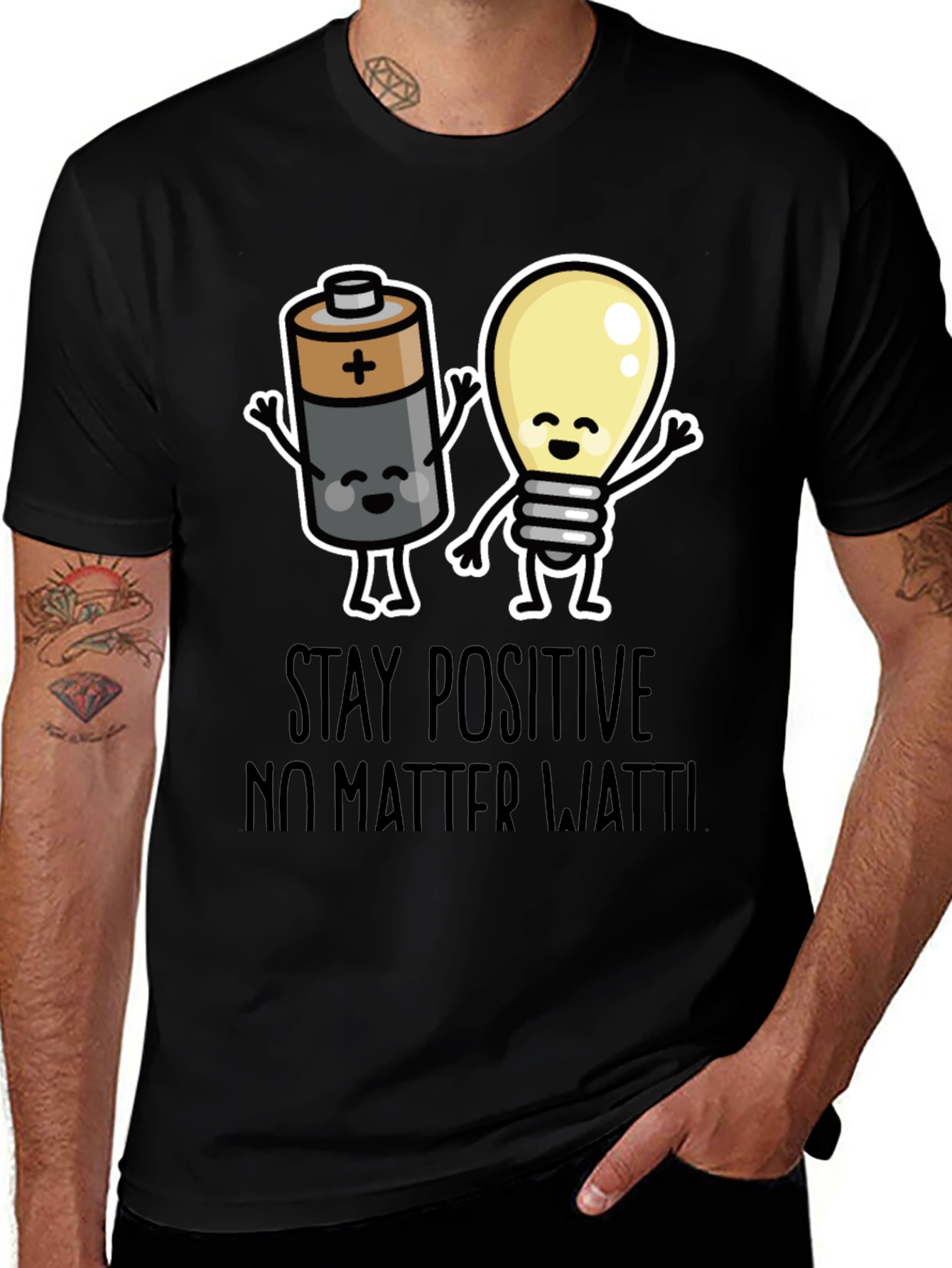 Variant 28 of Stay Positive Funny Electrical Pun T-Shirt