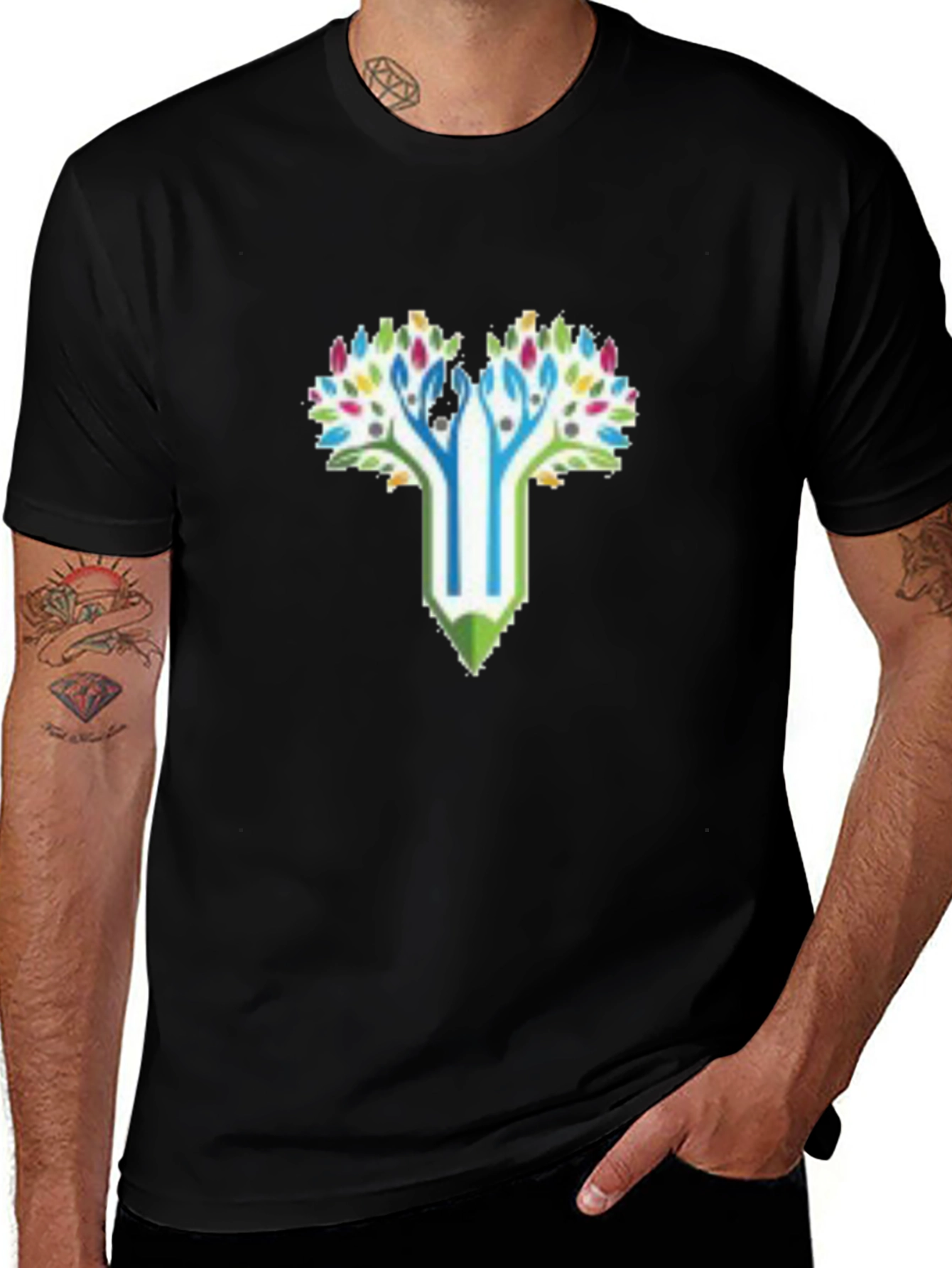 Variant 15 of Creative Tree Pencil T-Shirt - Black