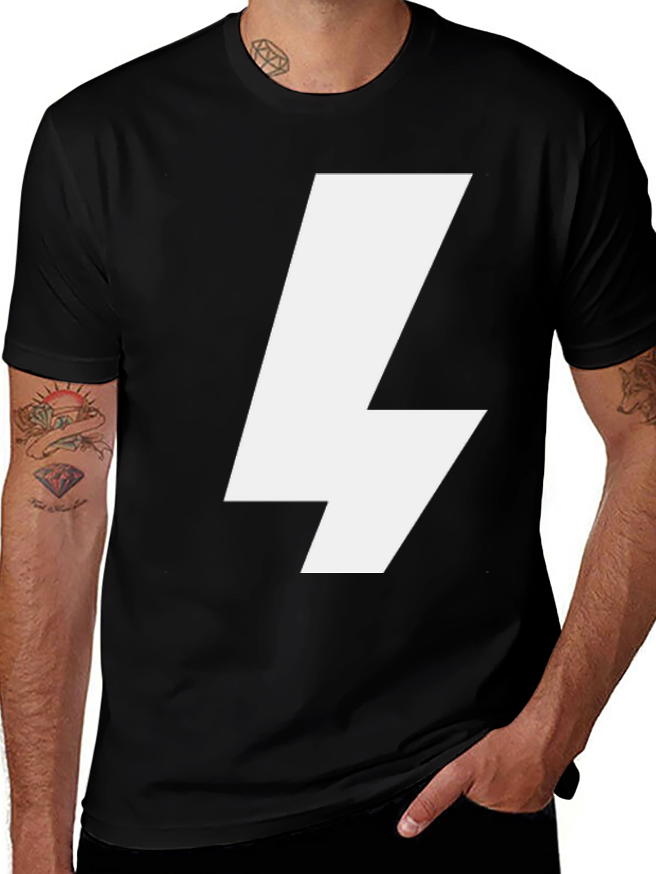 Variant 2 of Bold Lightning Bolt Graphic Tee - Black