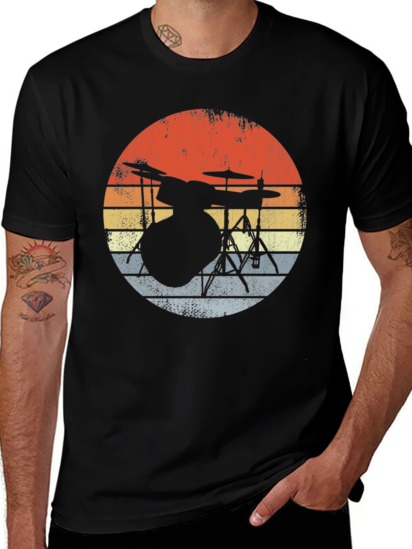 Variant 11 of Vintage Drum Set Silhouette T-Shirt