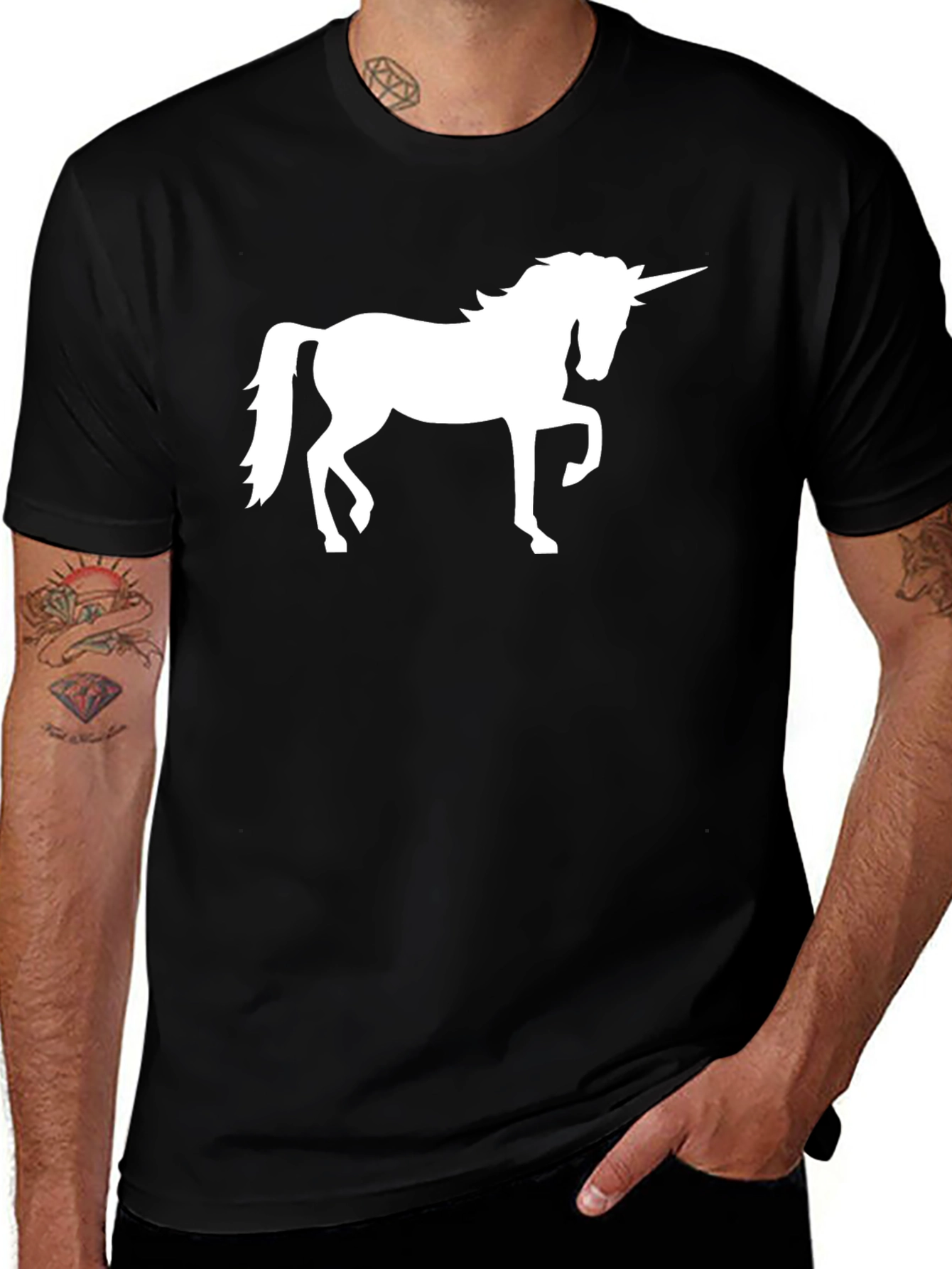 Variant 17 of Unicorn Graphic Tee - Black Cotton Casual Shirt